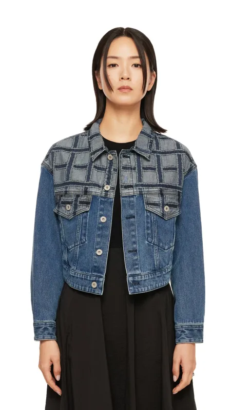 Patched Crop Denim Jacket sold by INITIAL Fashion