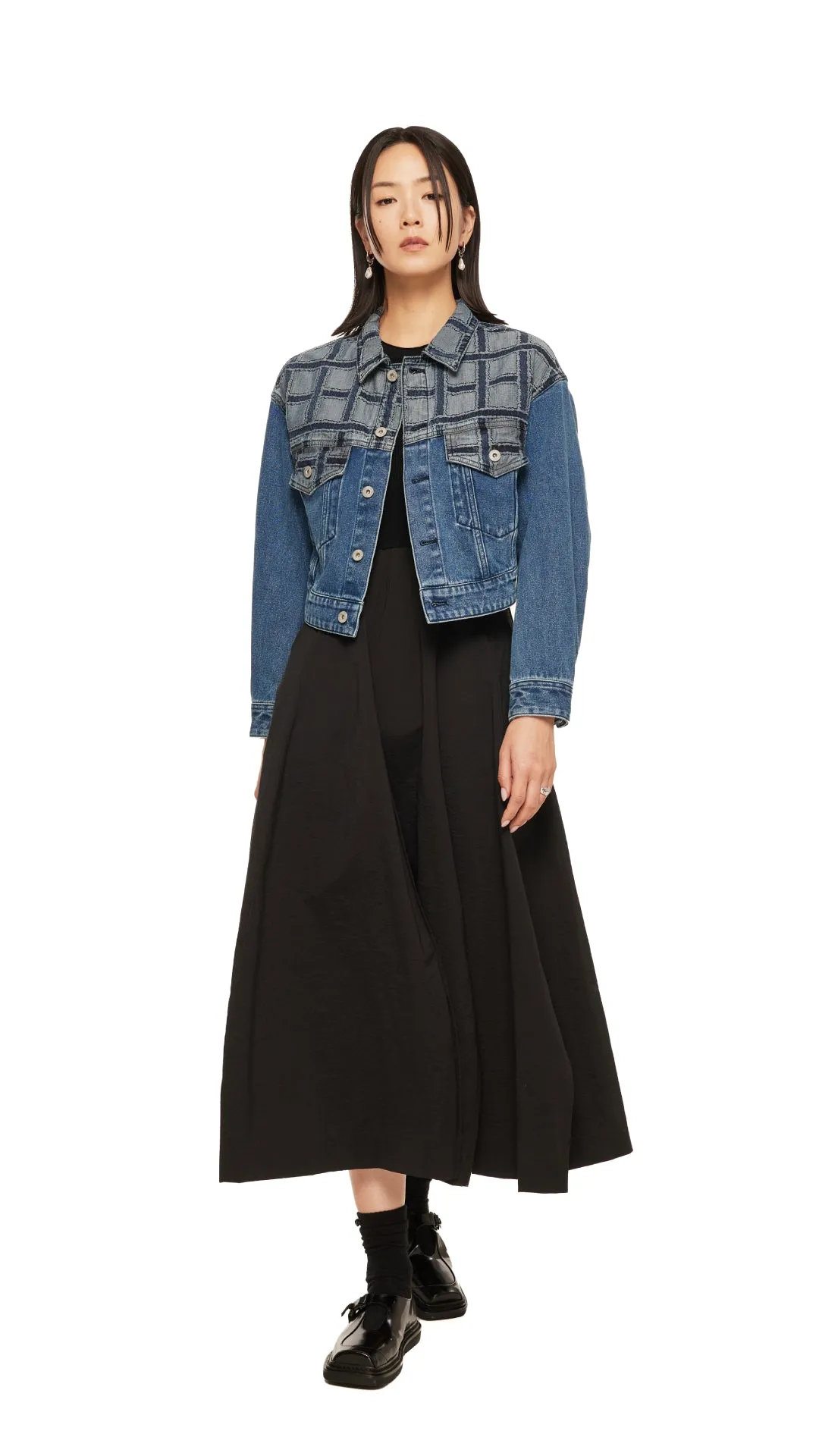 Patched Crop Denim Jacket sold by INITIAL Fashion product image thumbnail 4