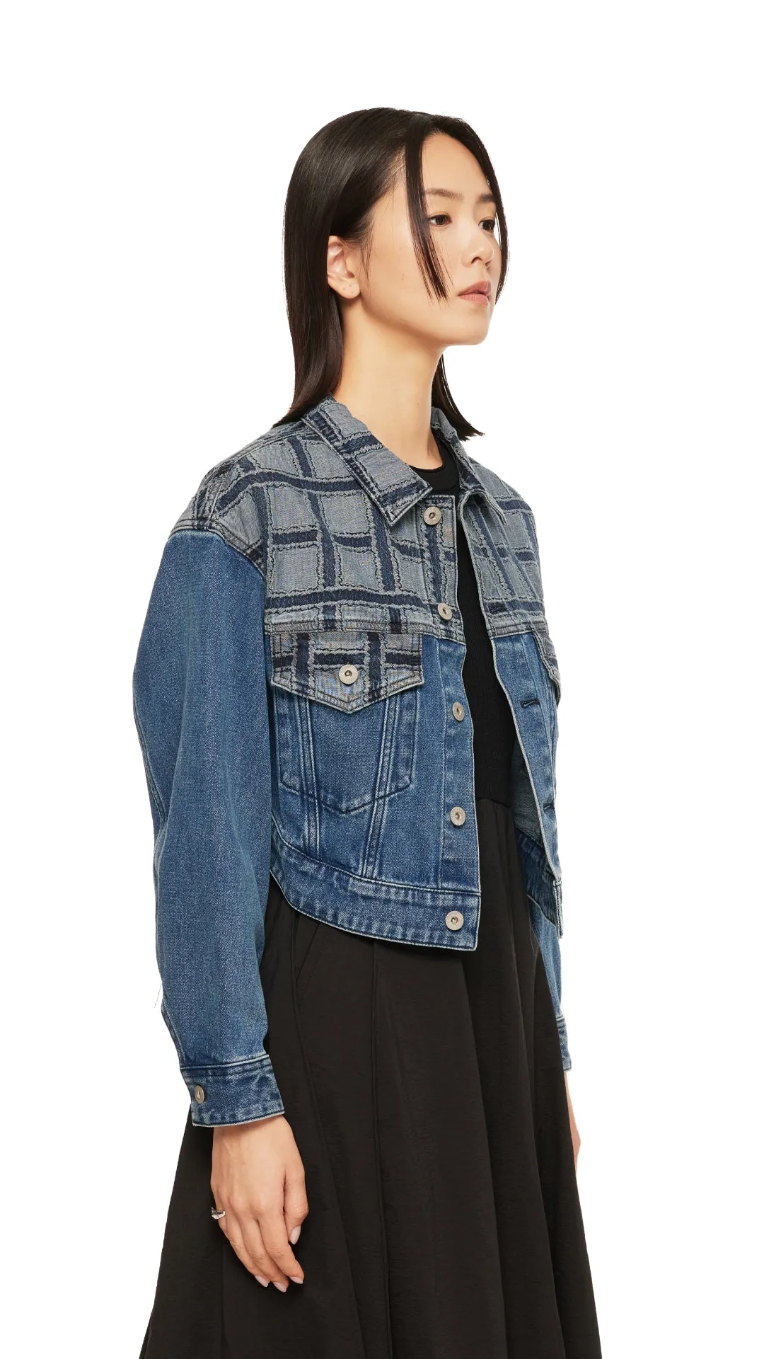 Patched Crop Denim Jacket sold by INITIAL Fashion product image thumbnail 2