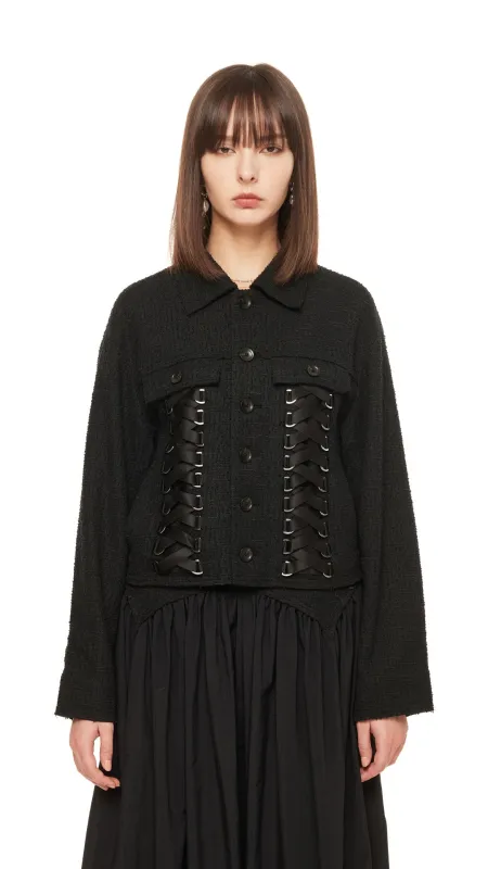 Tweed Lace-Up Jacket sold by INITIAL Fashion
