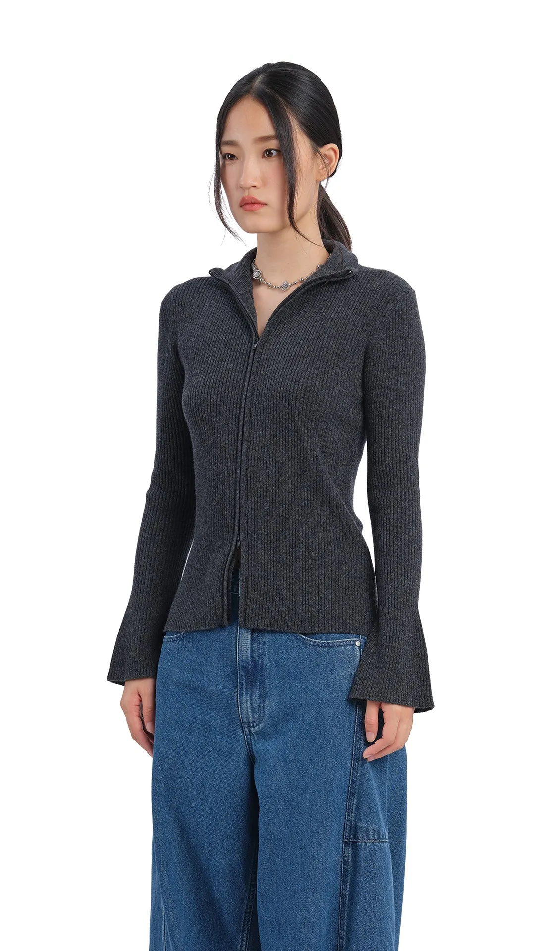 Zip-Up Cardigan sold by INITIAL Fashion product image thumbnail 3