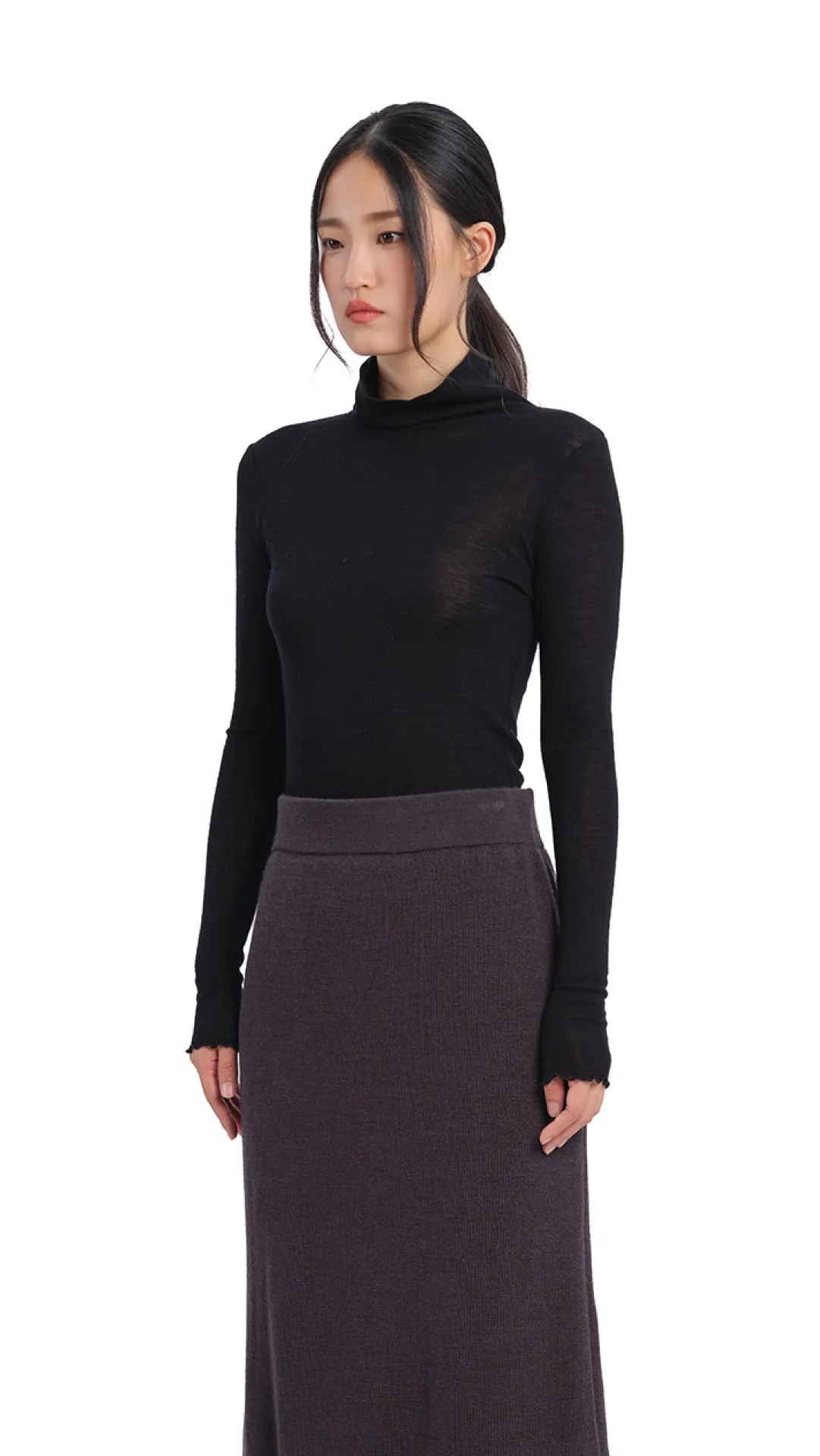 Mock-Neck Wool Tight Top sold by INITIAL Fashion product image thumbnail 3