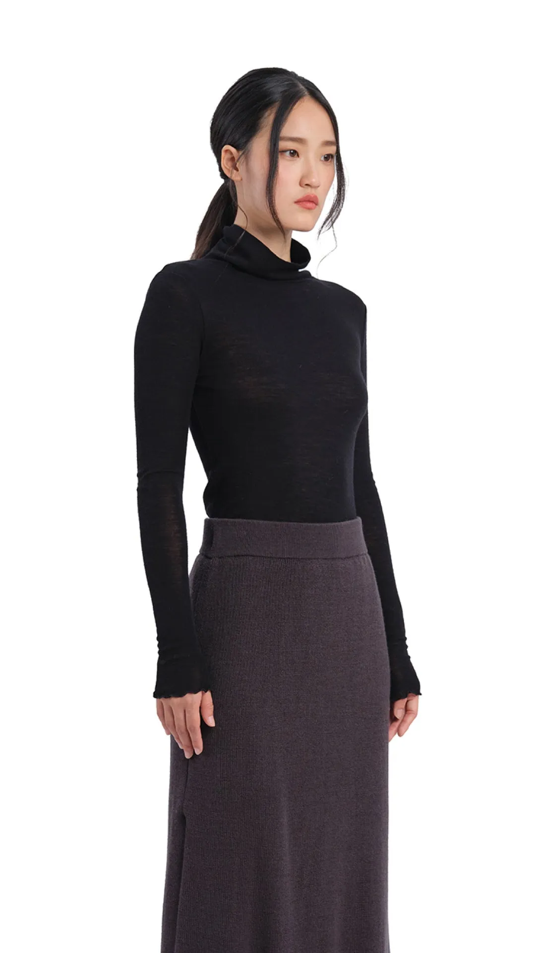 Mock-Neck Wool Tight Top sold by INITIAL Fashion product image thumbnail 2