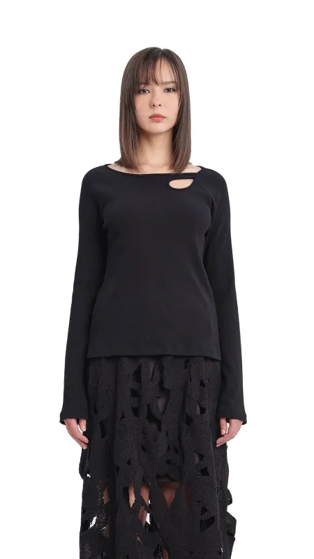 Long Sleeve Bridge-Neck Top sold by INITIAL Fashion