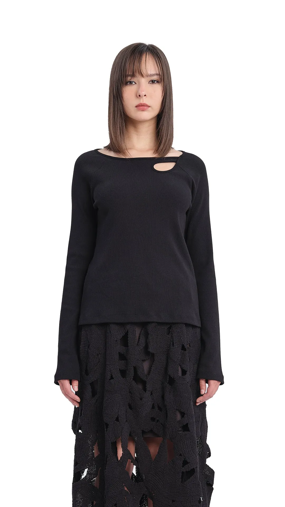 Long Sleeve Bridge-Neck Top sold by INITIAL Fashion