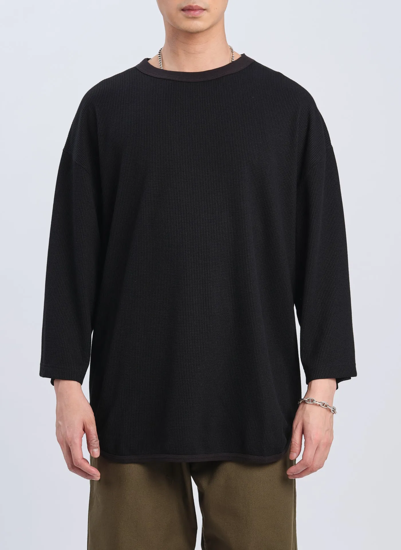 240G Cotton Polyester Waffle Long Sleeve Baseball Top sold by INITIAL Fashion product image thumbnail 2