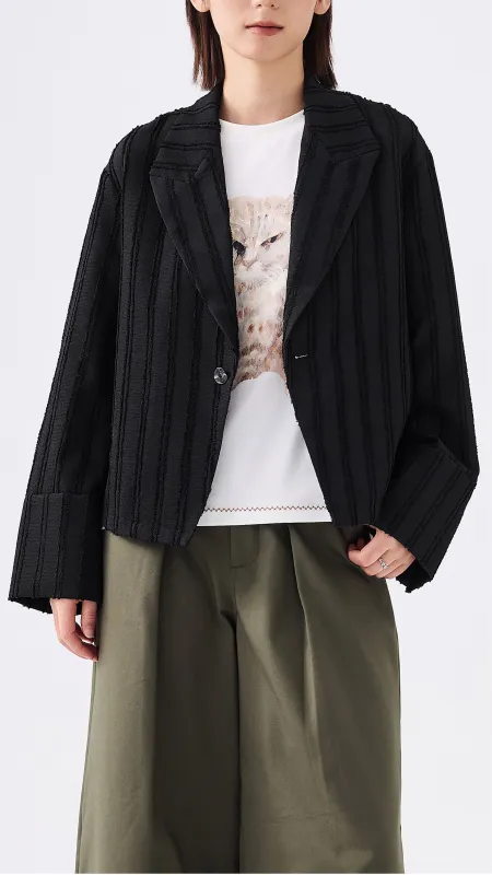 Stripe Jacquard Crop Blazer sold by INITIAL Fashion