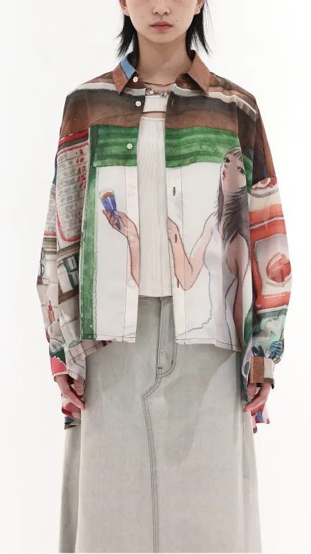 INITIAL x Little Thunder Pattern Oversize Blouse sold by INITIAL Fashion