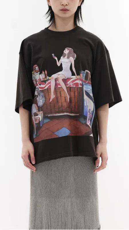 INITIAL x Little Thunder Oversize Washed Print-Tee sold by INITIAL Fashion