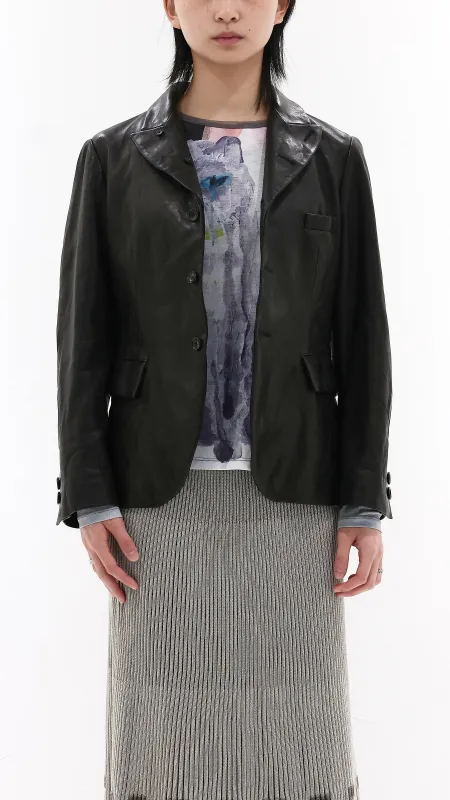 Lambskin Leather Blazer Jacket sold by INITIAL Fashion