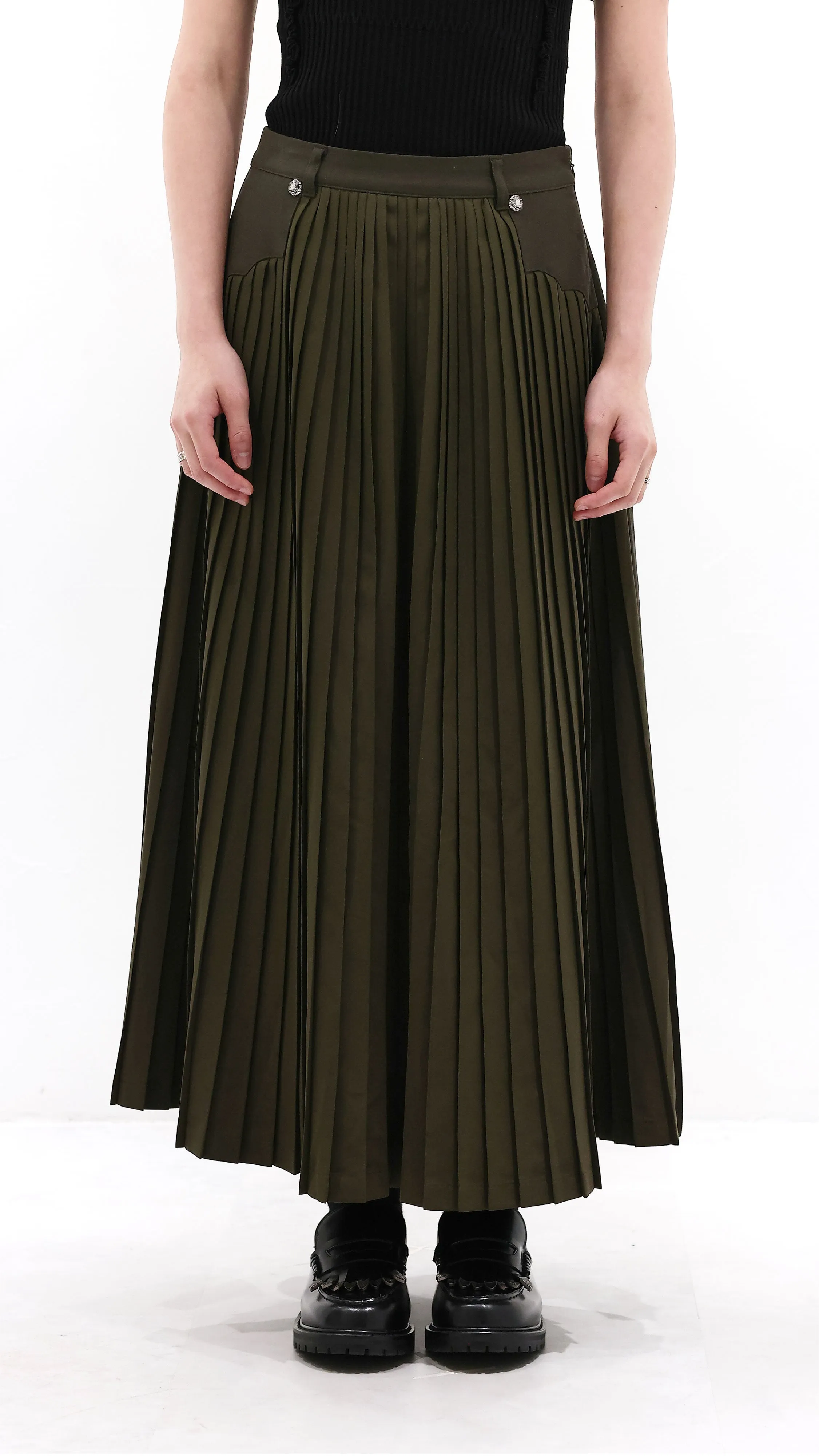 Front Pleated Flare Skirt sold by INITIAL Fashion
