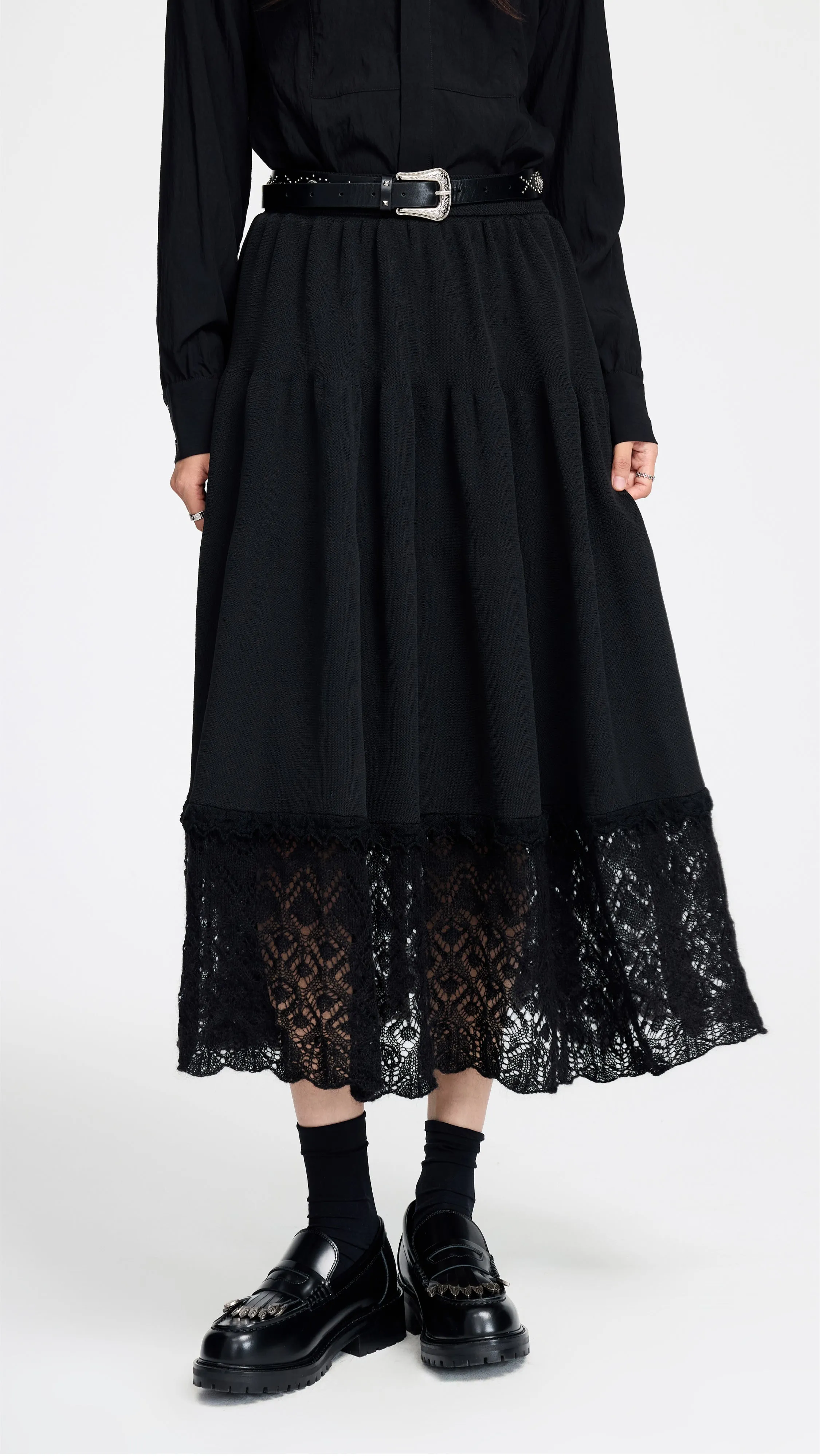 Knit Skirt With Mohair Hem sold by INITIAL Fashion