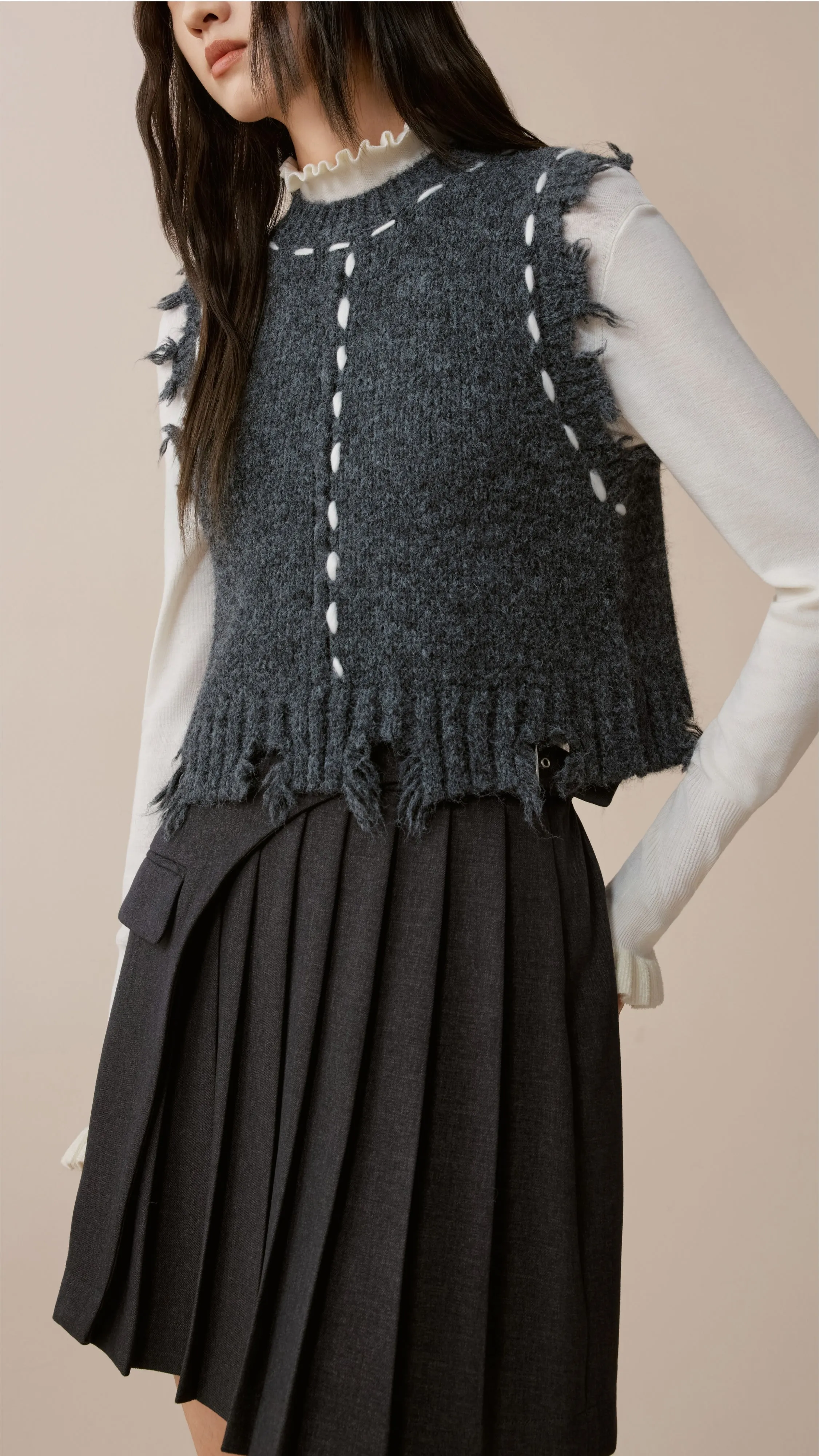 Distressed Knit Vest sold by INITIAL Fashion product image thumbnail 4