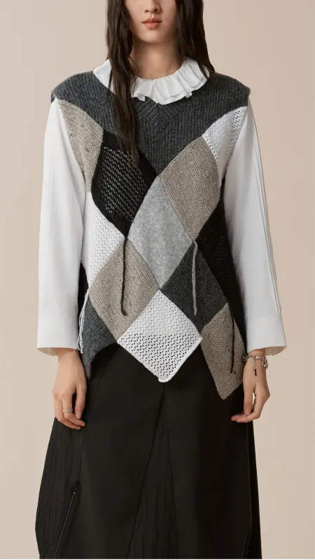 Patchwork Knit Vest sold by INITIAL Fashion