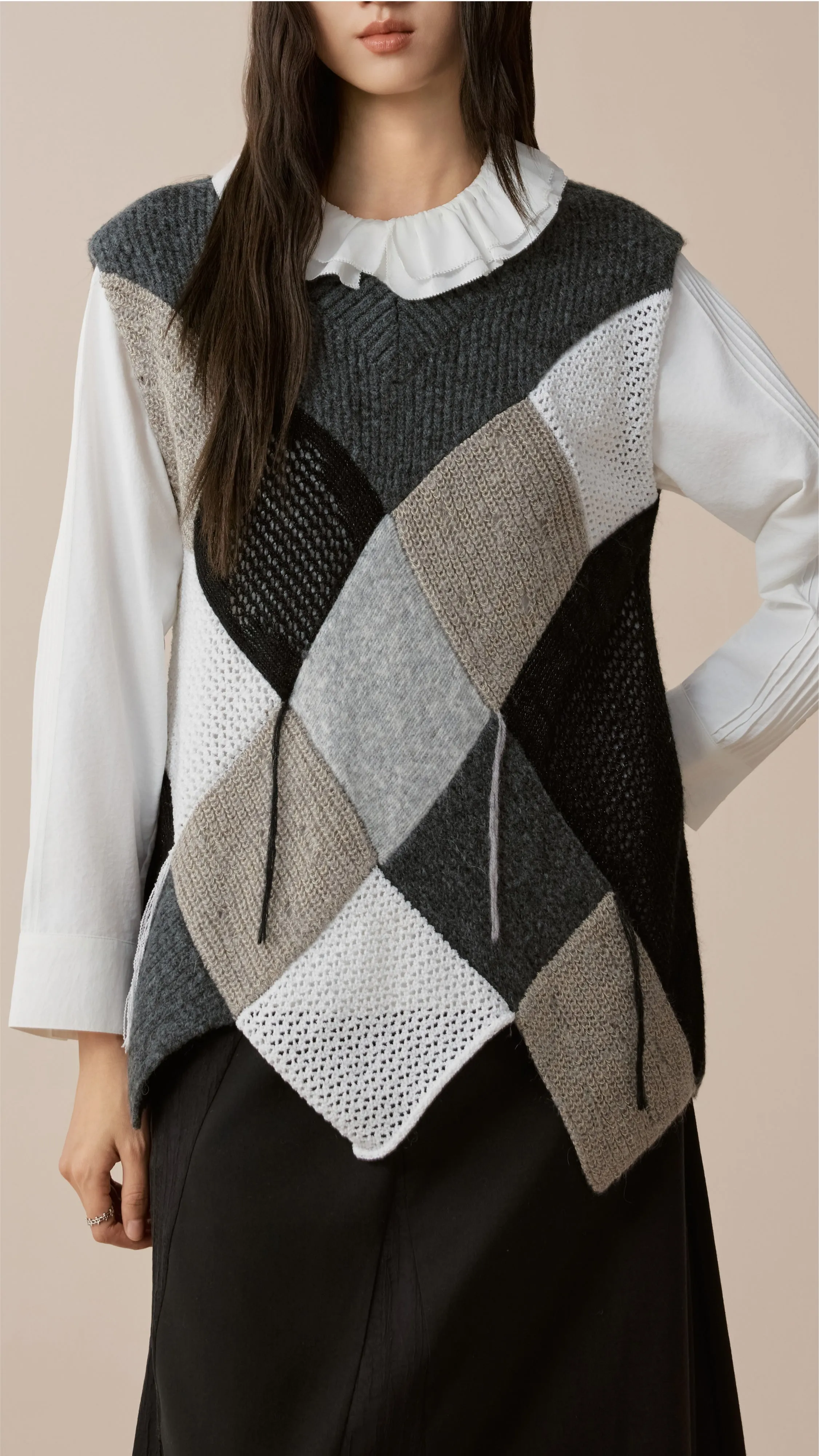 Patchwork Knit Vest sold by INITIAL Fashion product image thumbnail 3