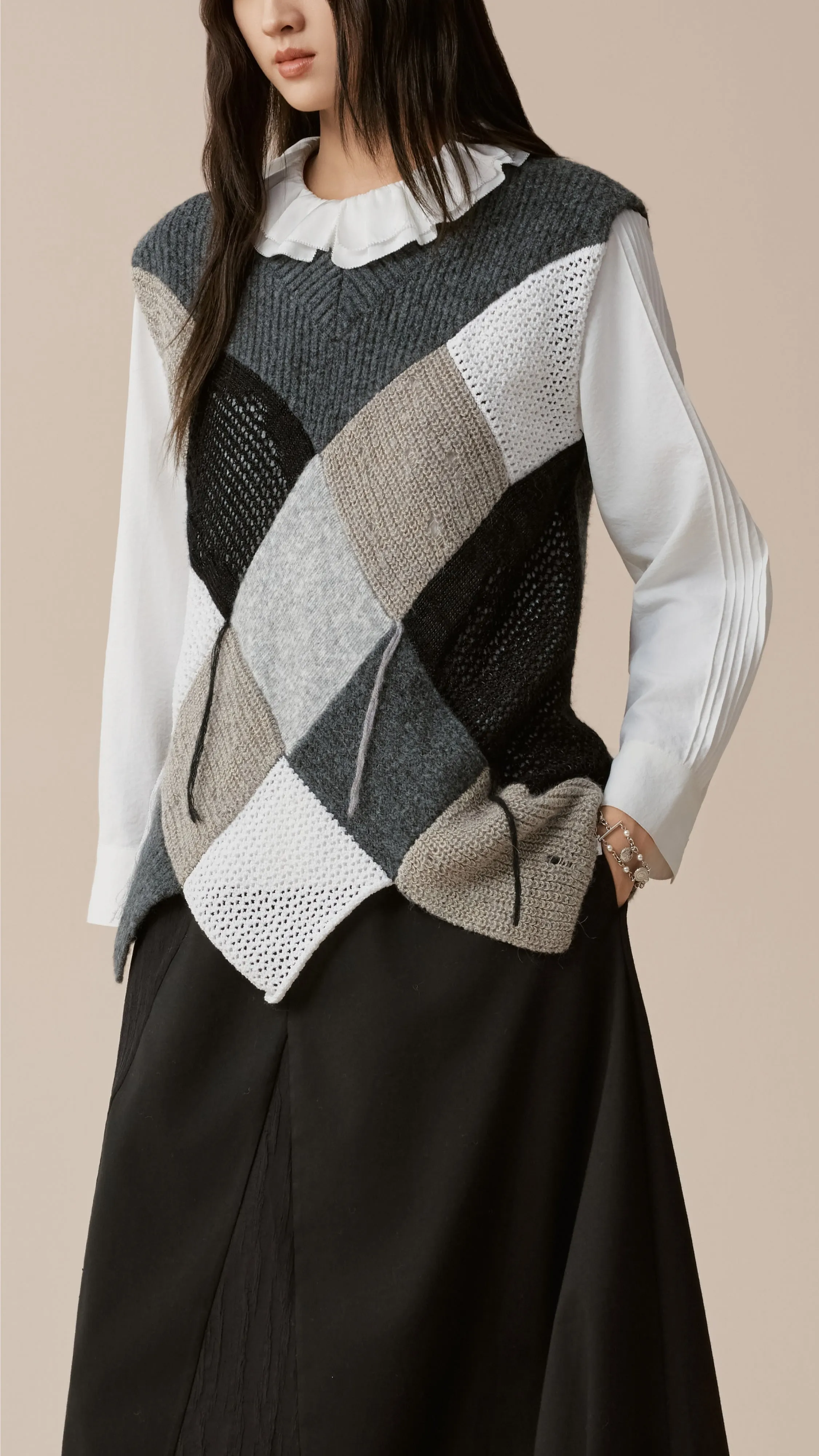Patchwork Knit Vest sold by INITIAL Fashion product image thumbnail 2