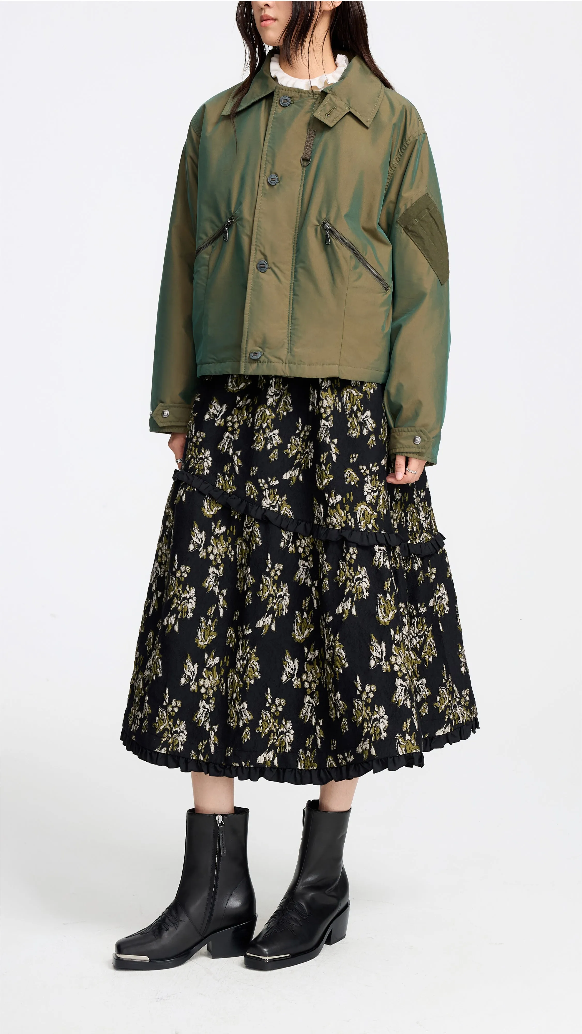 Floral Jacquard Midi Skirt sold by INITIAL Fashion product image thumbnail 4