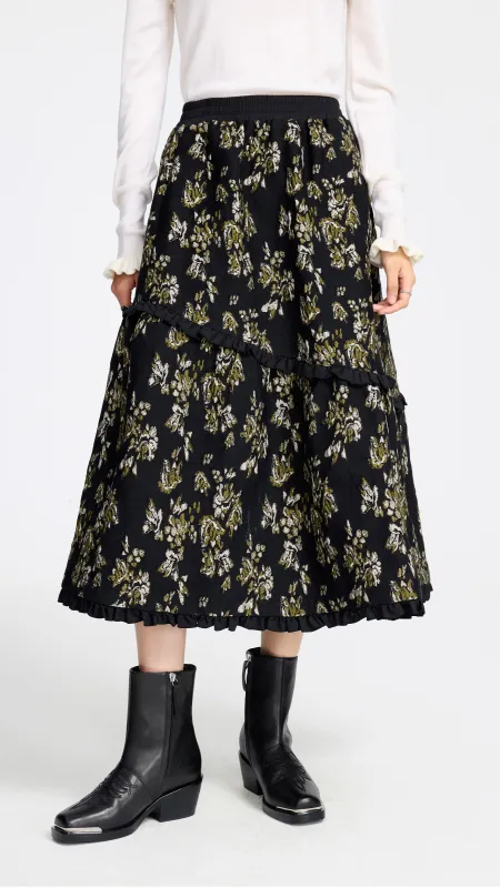 Floral Jacquard Midi Skirt sold by INITIAL Fashion
