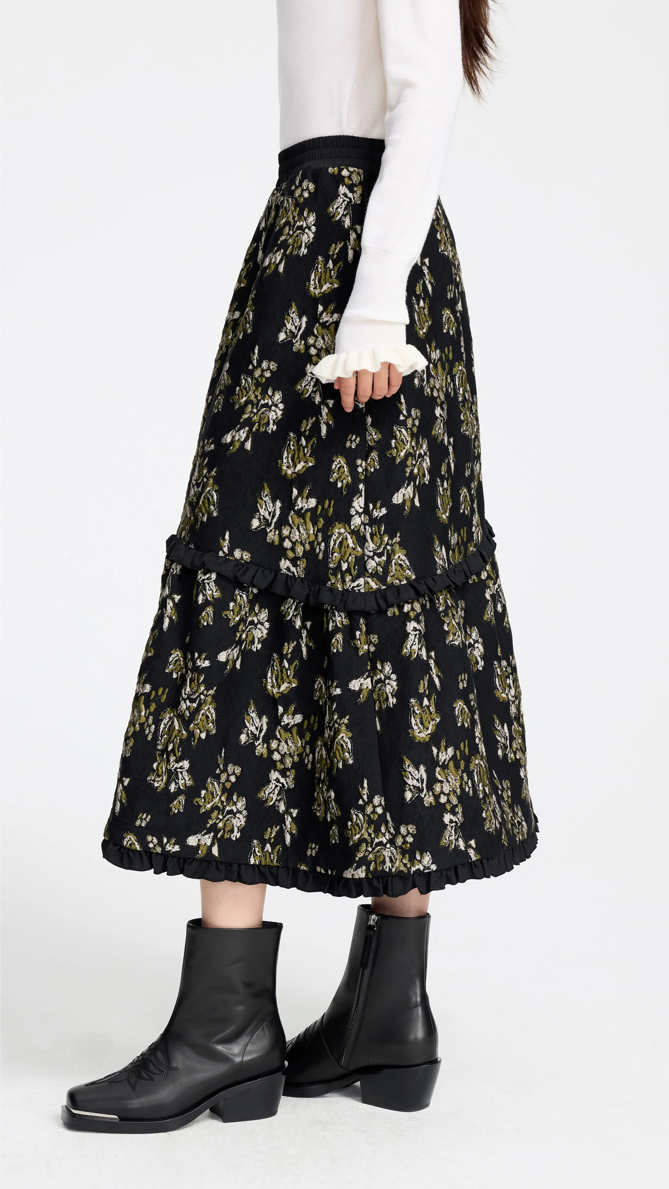 Floral Jacquard Midi Skirt sold by INITIAL Fashion product image thumbnail 2