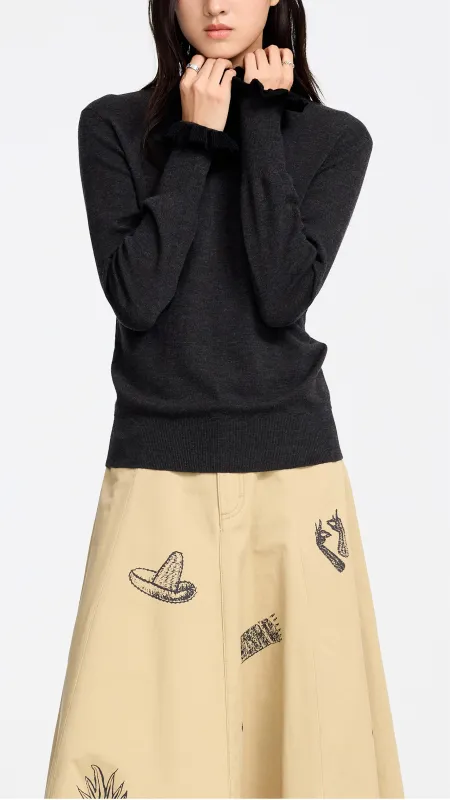 Ruffle Neck Sweater sold by INITIAL Fashion