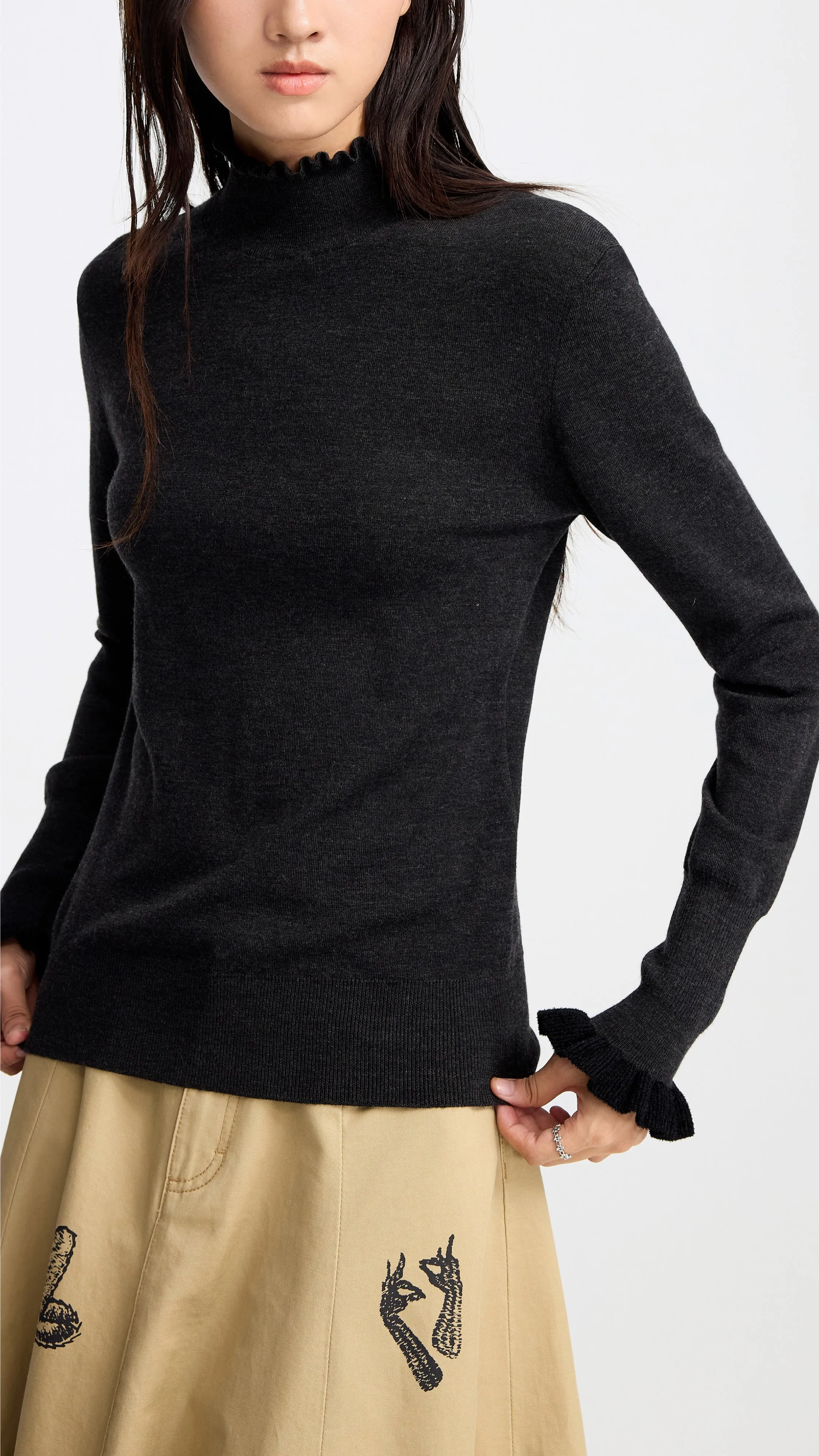 Ruffle Neck Sweater sold by INITIAL Fashion product image thumbnail 3