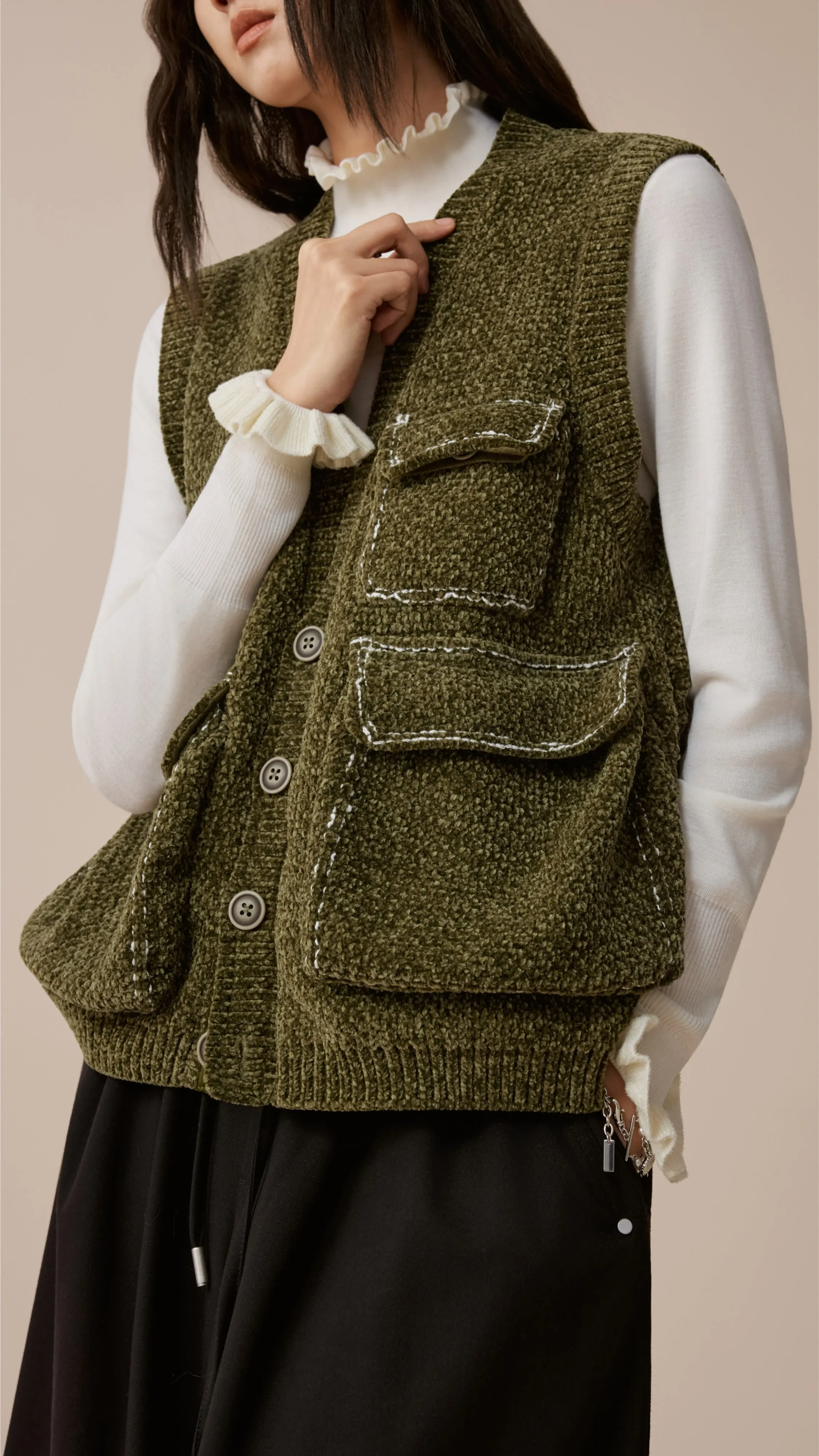 Knitted Military Waistcoat sold by INITIAL Fashion product image thumbnail 4