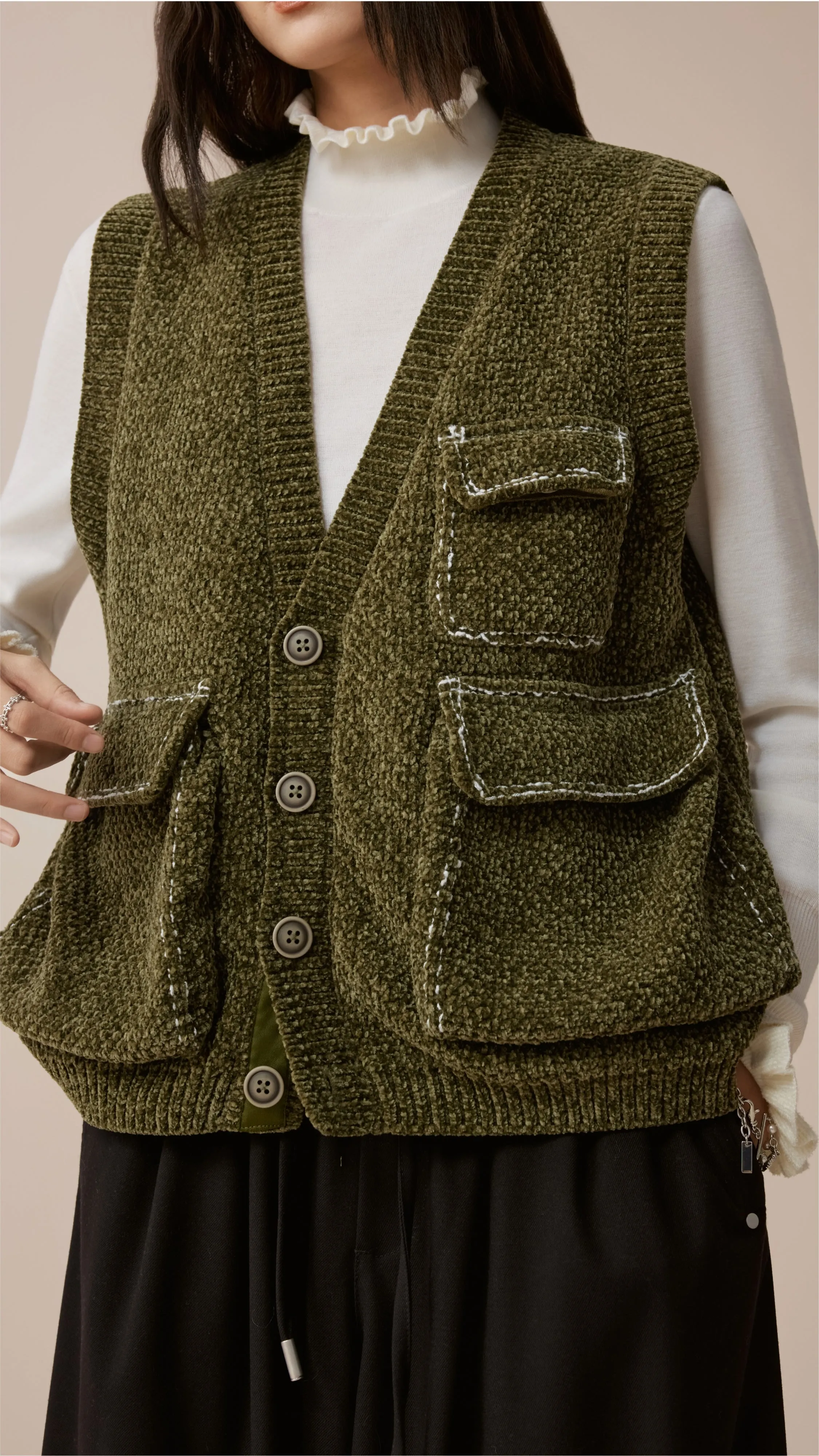 Knitted Military Waistcoat sold by INITIAL Fashion product image thumbnail 5