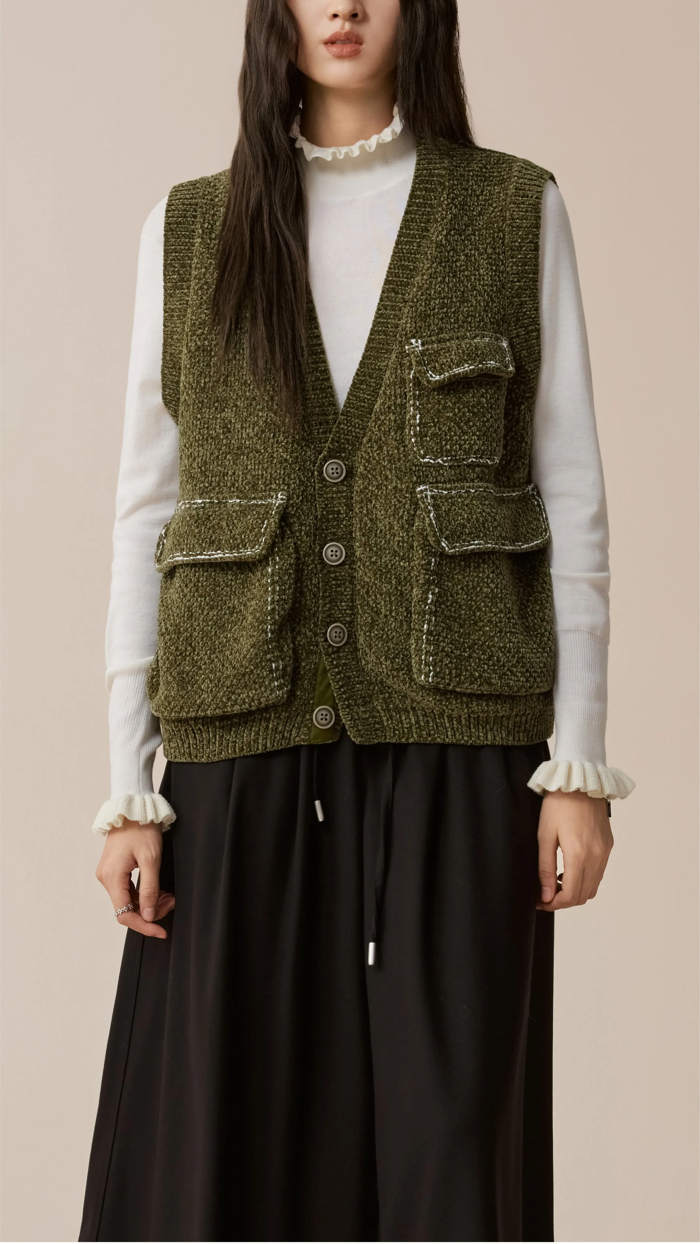 Knitted Military Waistcoat sold by INITIAL Fashion