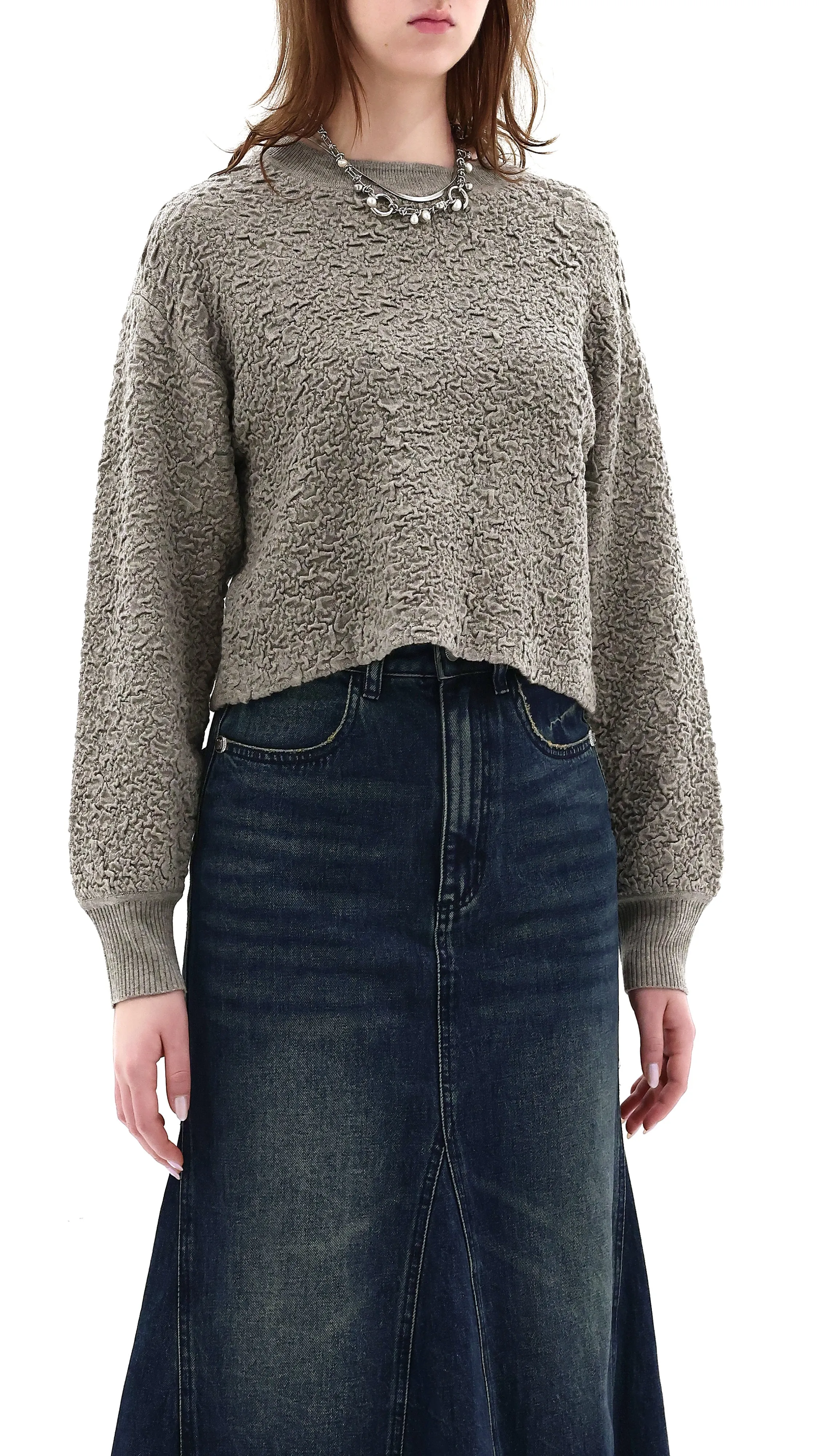 Cropped Textual Sweater sold by INITIAL Fashion