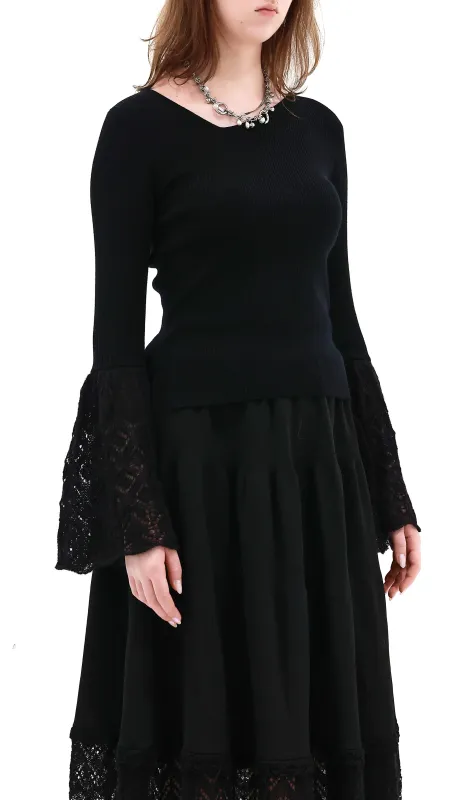 Sweater with Mohair Bell Shaped Sleeved sold by INITIAL Fashion