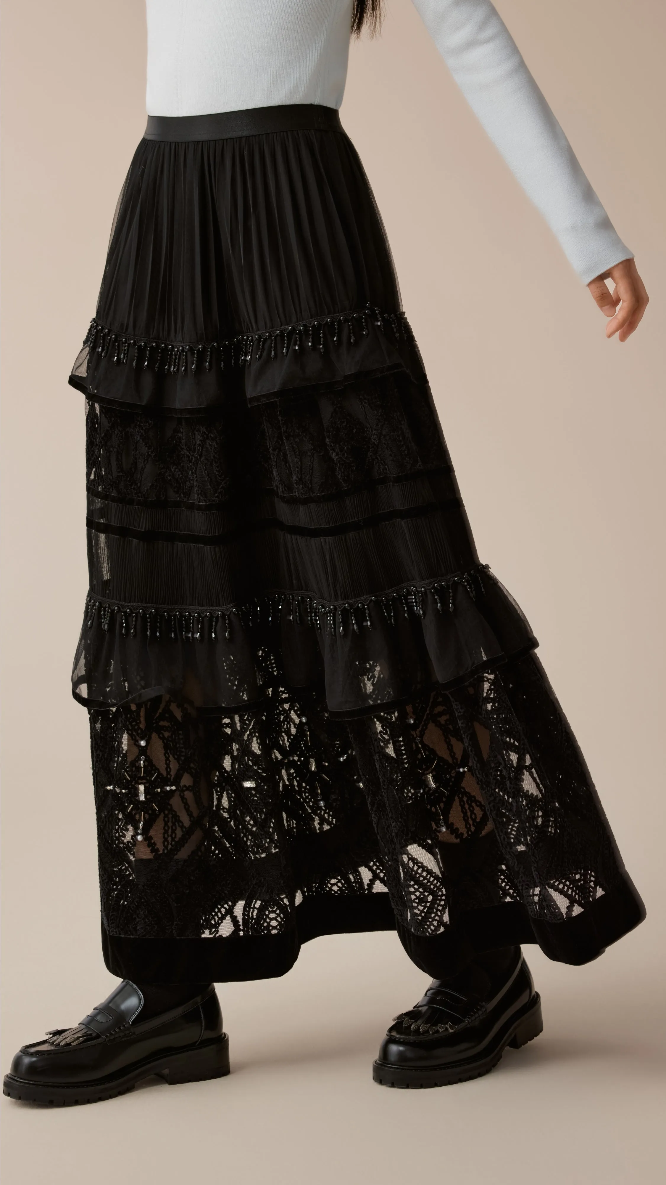 Tulle Patched Velour Lace Skirt sold by INITIAL Fashion product image thumbnail 2