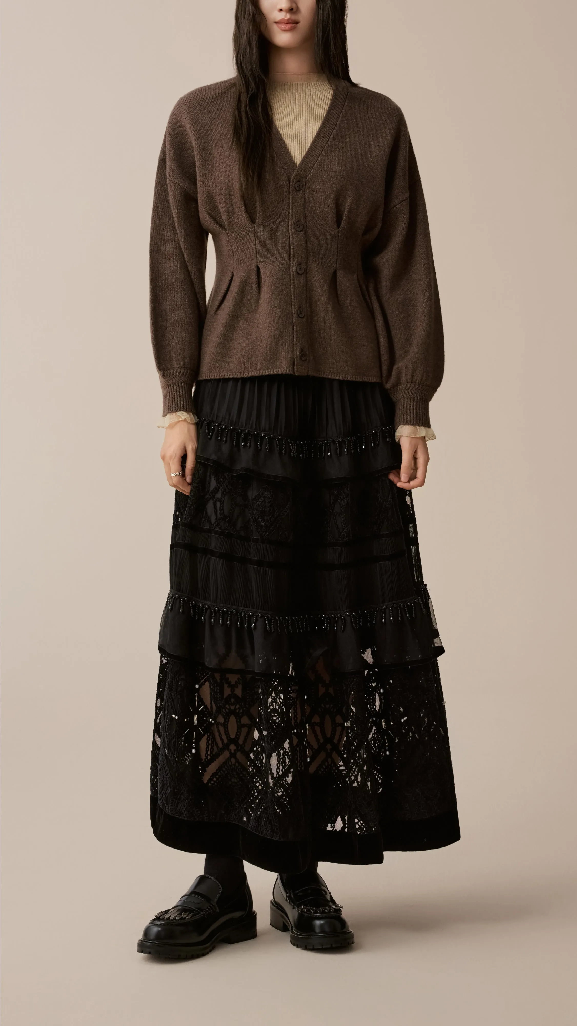 Tulle Patched Velour Lace Skirt sold by INITIAL Fashion product image thumbnail 4