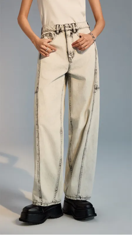 Bleach-washed Balloon Jeans sold by INITIAL Fashion