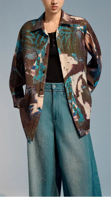 Collage Graphic Asymmetric Shirt sold by INITIAL Fashion