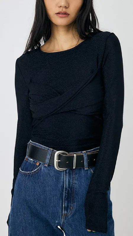 Cross Gather Slim Top made by Moussy