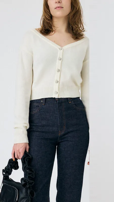 2 Way Short Knit Cardigan made by Moussy