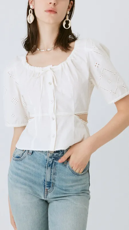 Side Slit Blouse made by Moussy