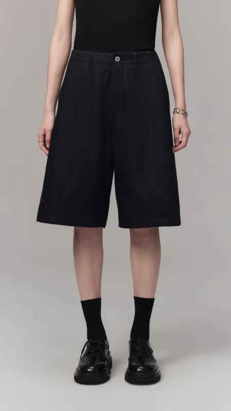 Two Tone Tuck Shorts made by INITIAL Fashion