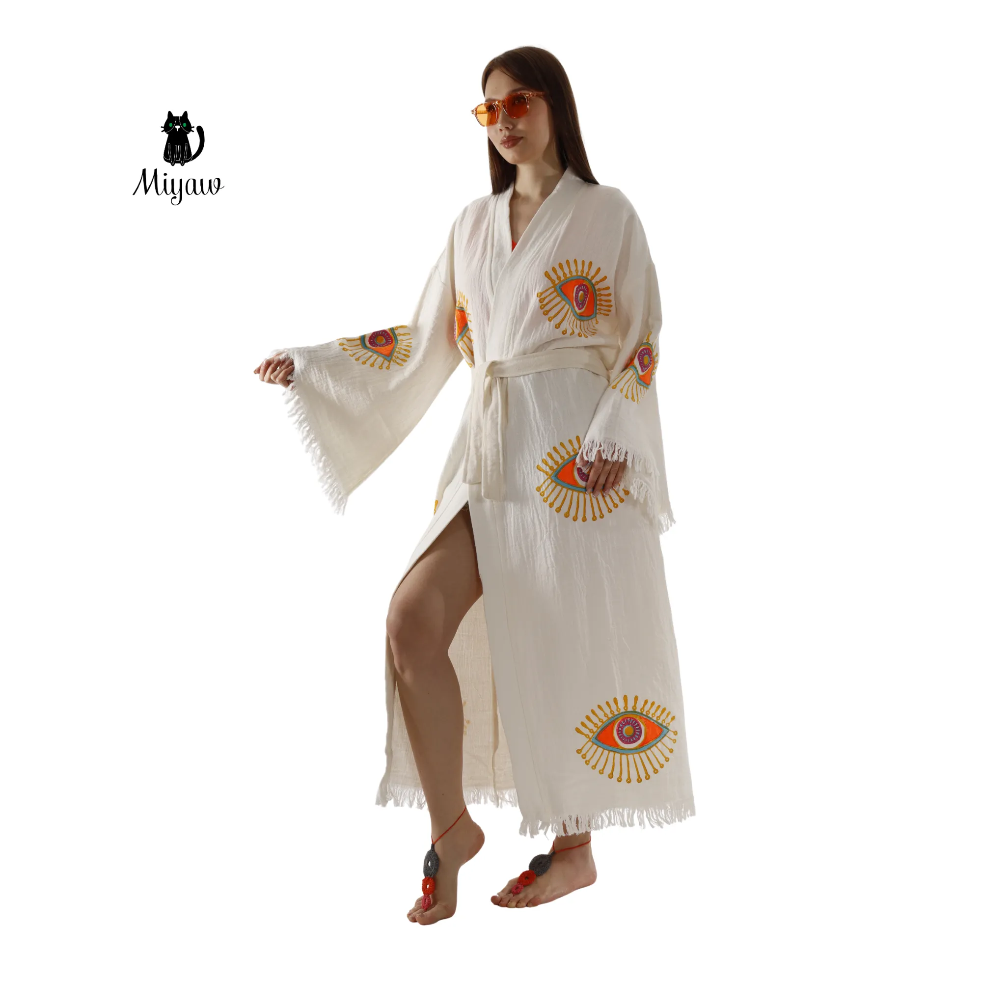 Wholesale Organic Cotton Duster – Neon Eye Kimono Robe sold by Miyaw Fashion product image thumbnail 4