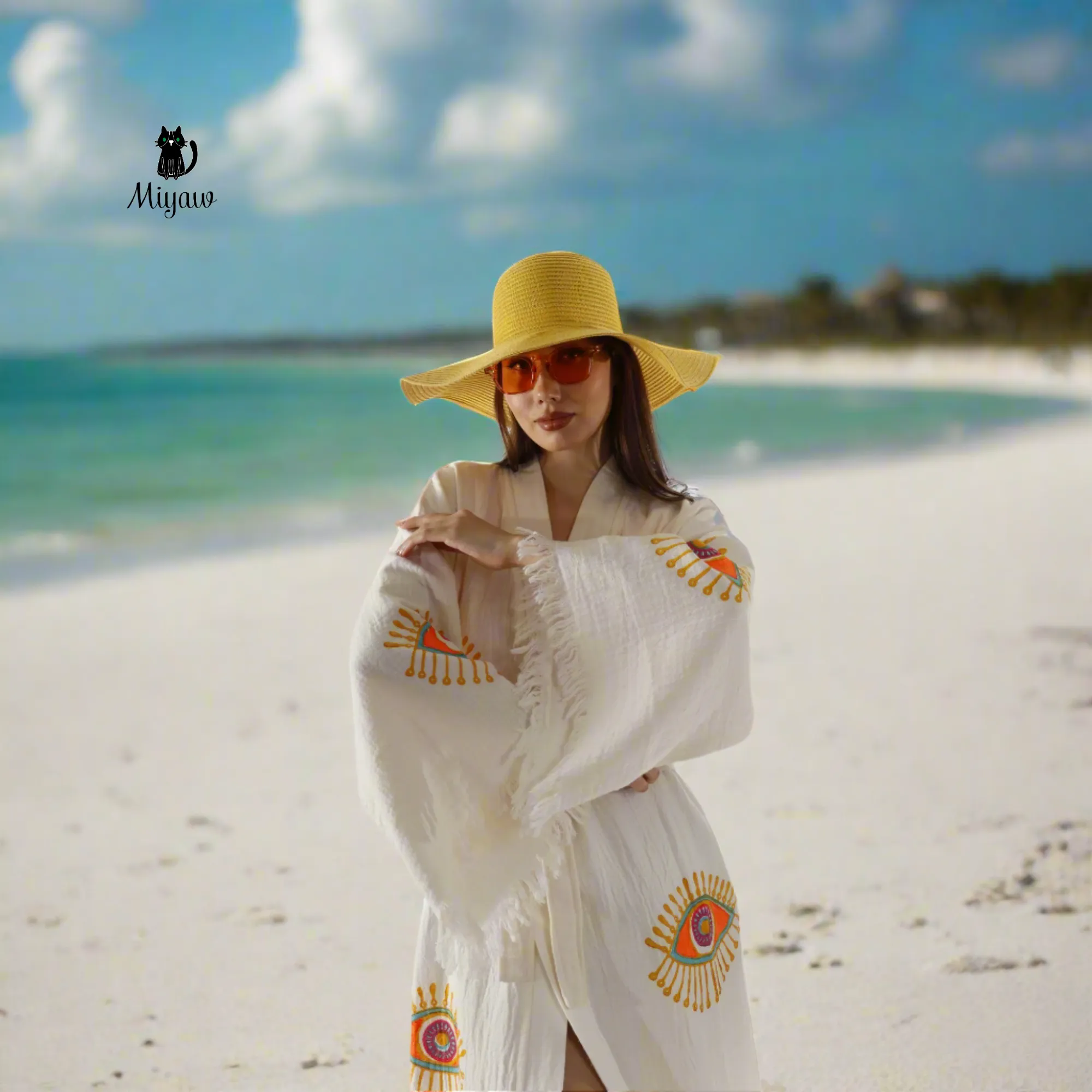 Wholesale Organic Cotton Duster – Neon Eye Kimono Robe sold by Miyaw Fashion product image thumbnail 3