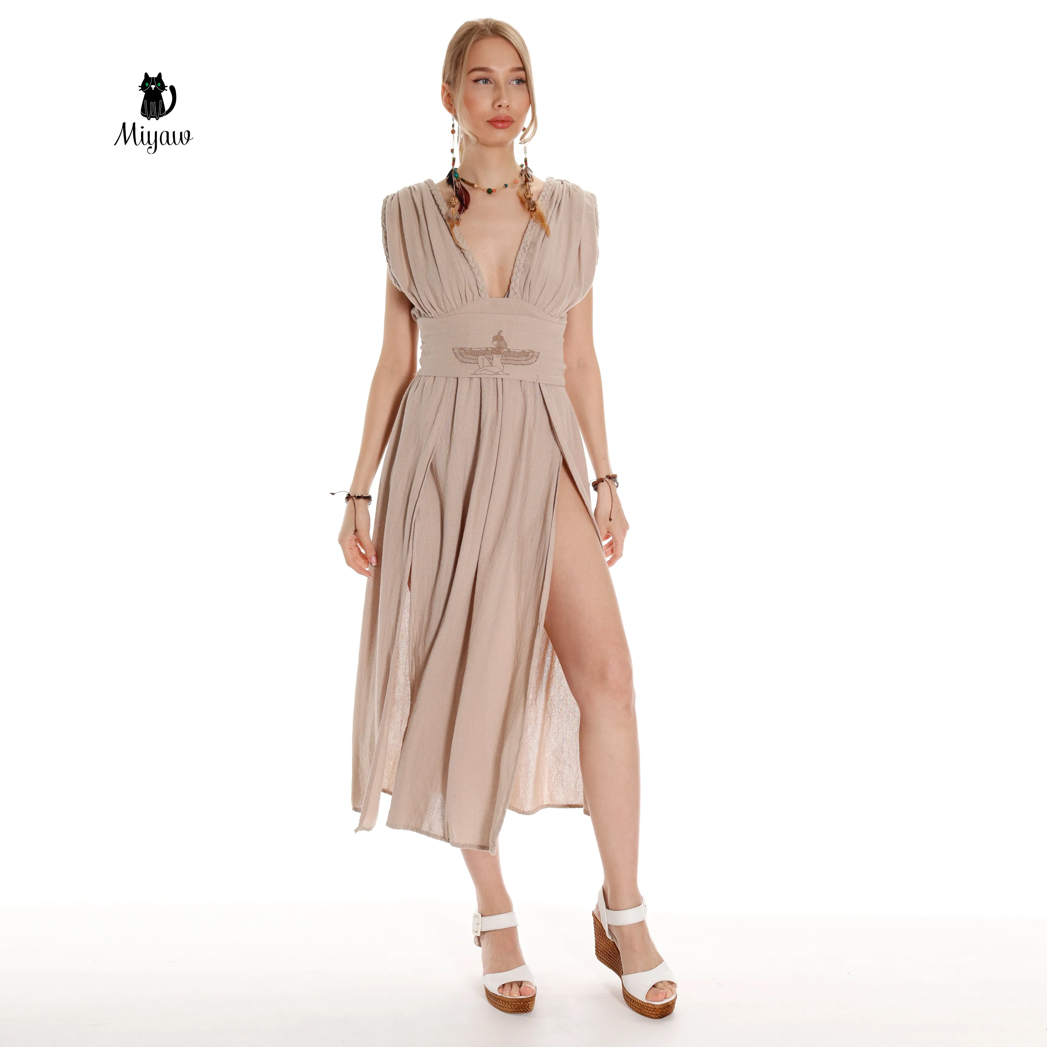 Wholesale Boho Chic Goddes Maxi Dress, Bohemian Cotton Long Dress sold by Miyaw Fashion product image thumbnail 4