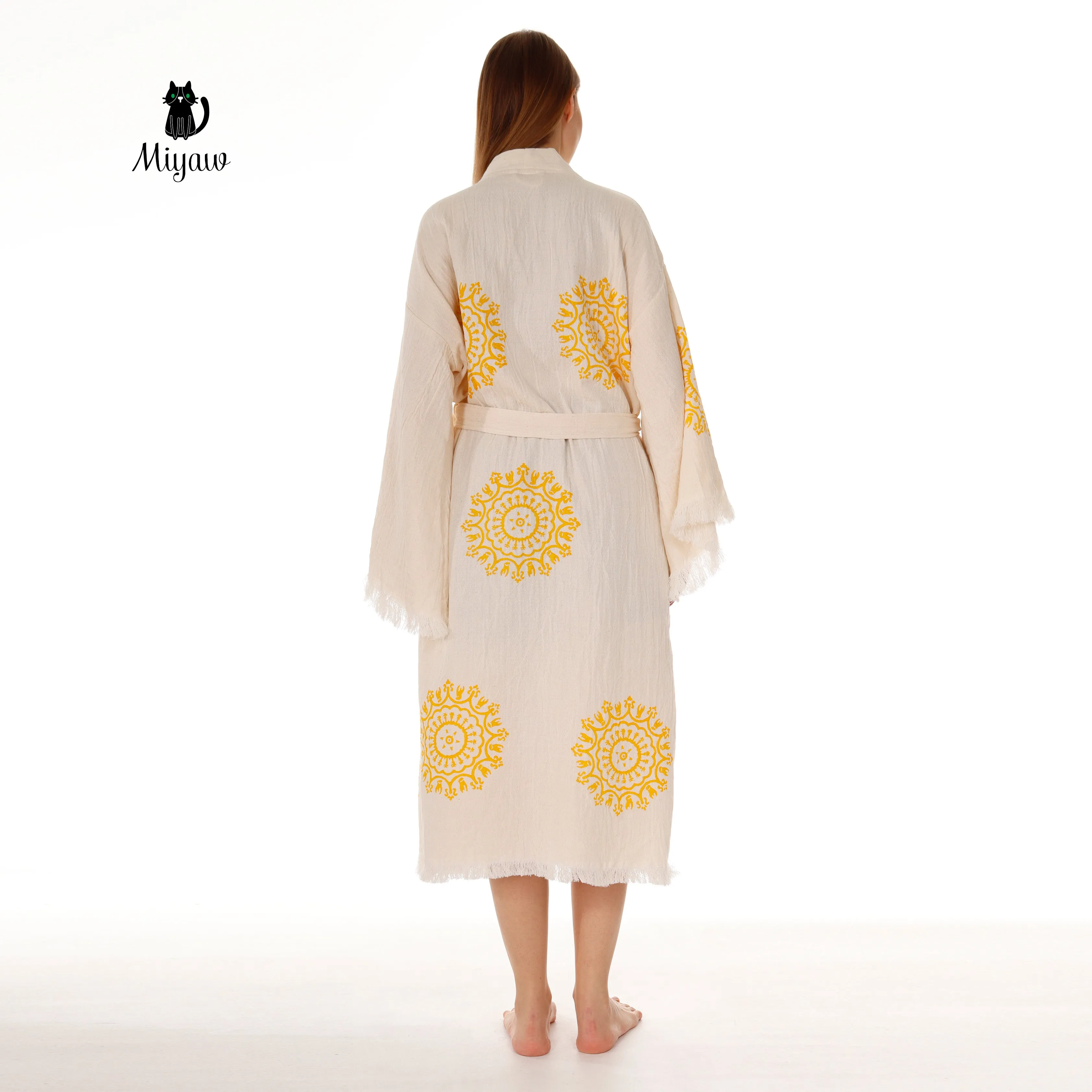 Boho Cotton Mandala Pattern Kimono Robe for Yoga Lovers sold by Miyaw Fashion product image thumbnail 2