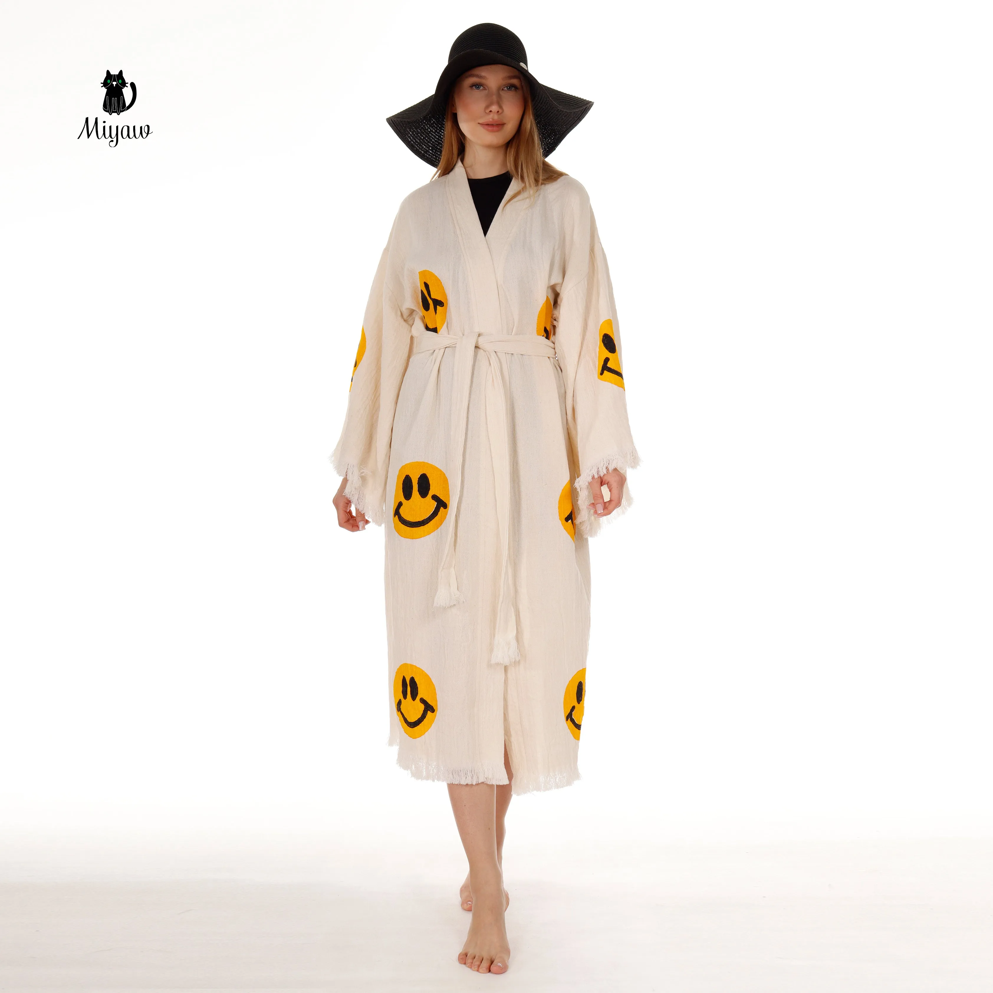 Wholesale Cotton Kimono Kaftan with Smiling Face – Boho Chic sold by Miyaw Fashion product image thumbnail 5