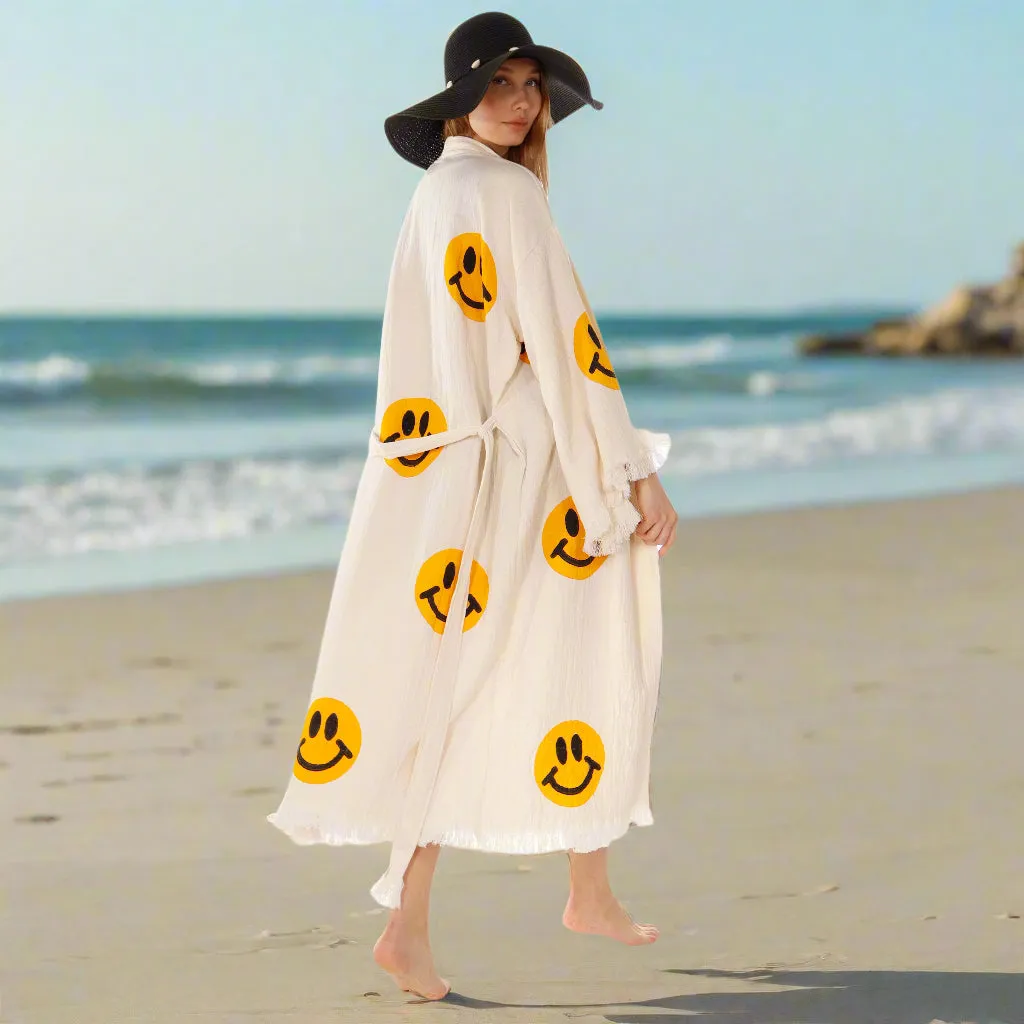 Wholesale Cotton Kimono Kaftan with Smiling Face – Boho Chic sold by Miyaw Fashion