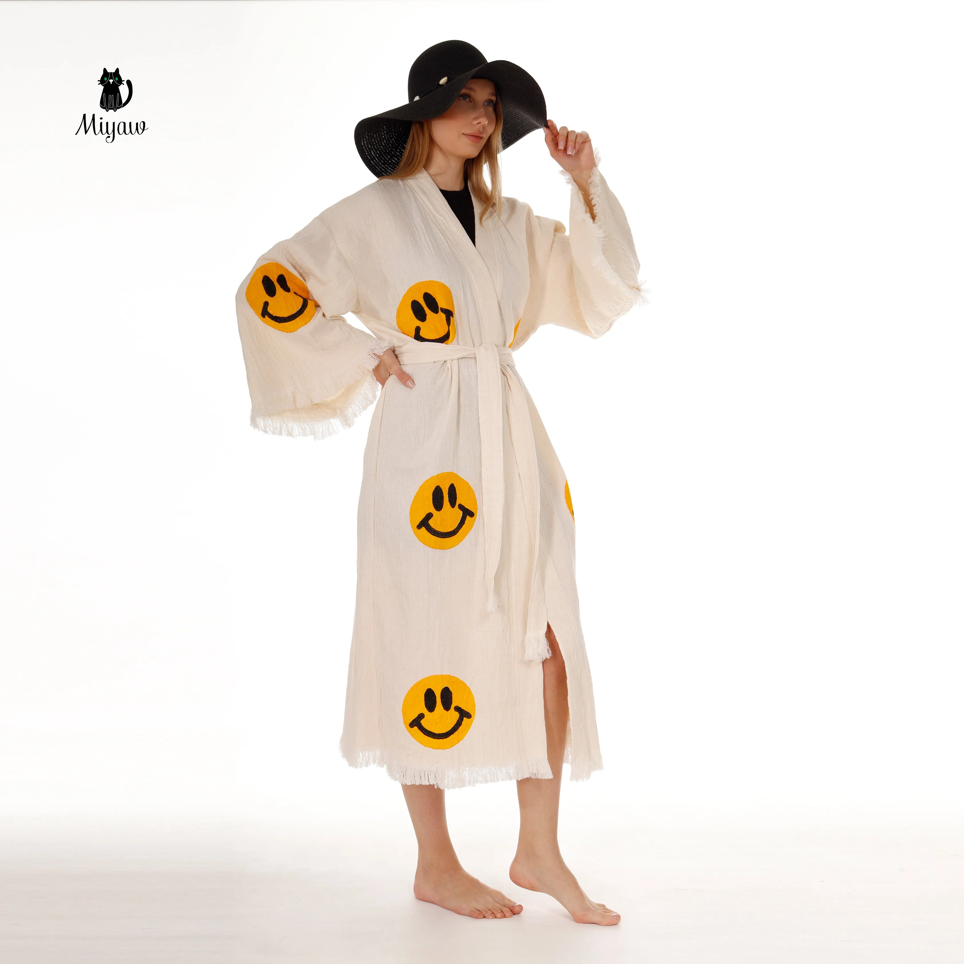 Wholesale Cotton Kimono Kaftan with Smiling Face – Boho Chic sold by Miyaw Fashion product image thumbnail 4