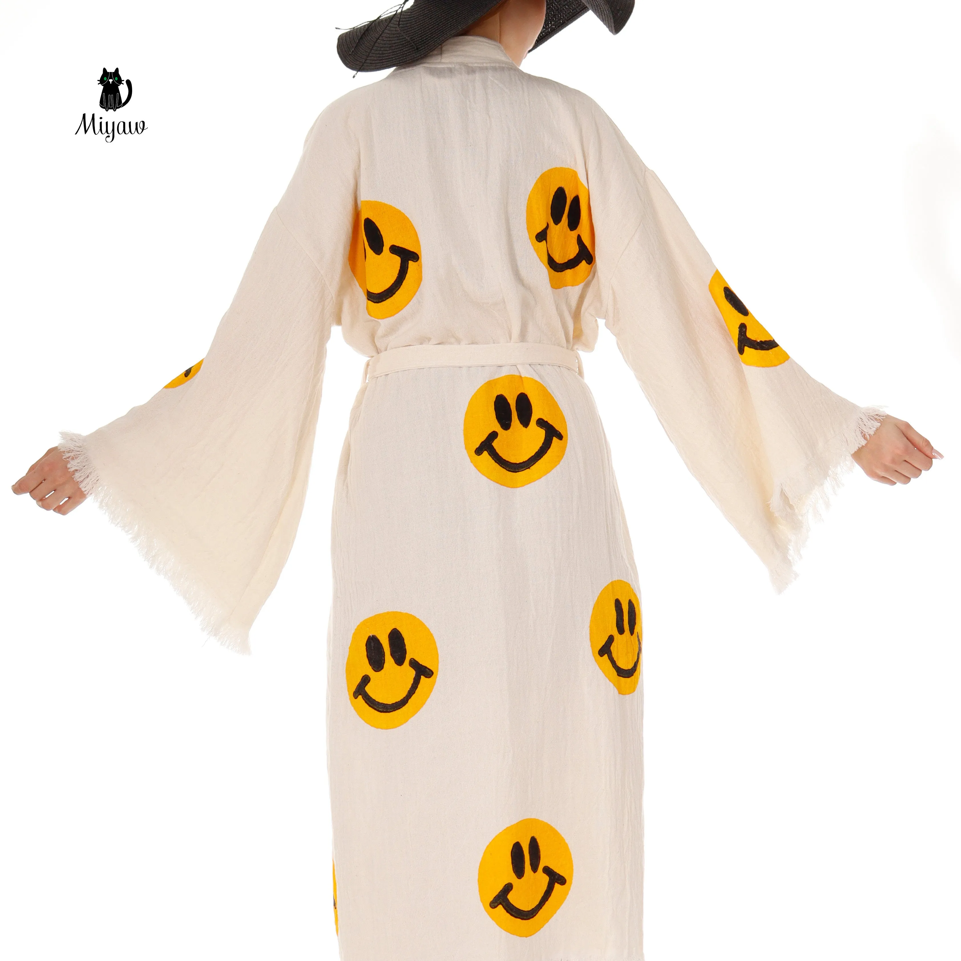 Wholesale Cotton Kimono Kaftan with Smiling Face – Boho Chic sold by Miyaw Fashion product image thumbnail 2