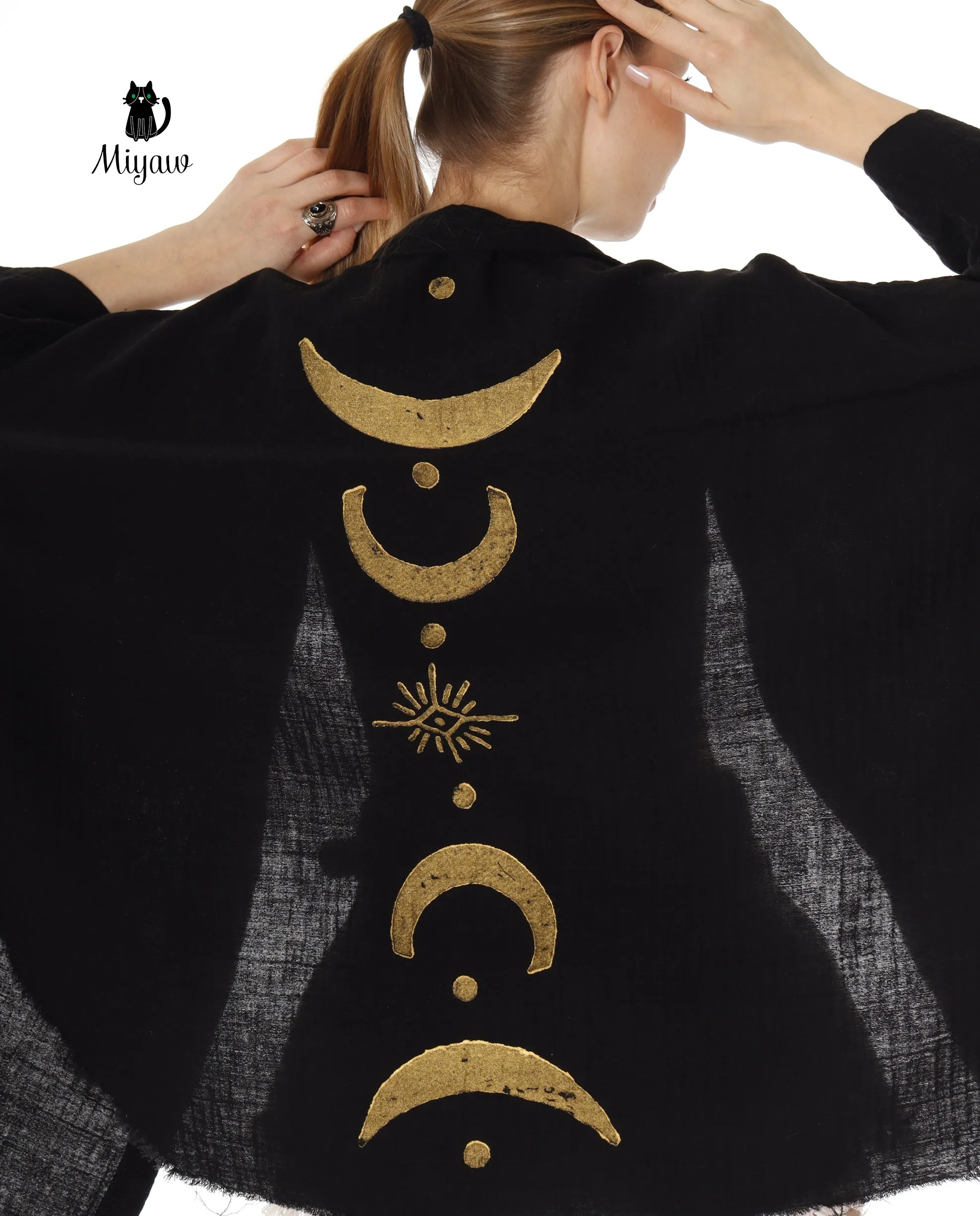 Boho Chic Cotton Beach Cover Ups, Black Women's Poncho sold by Miyaw Fashion