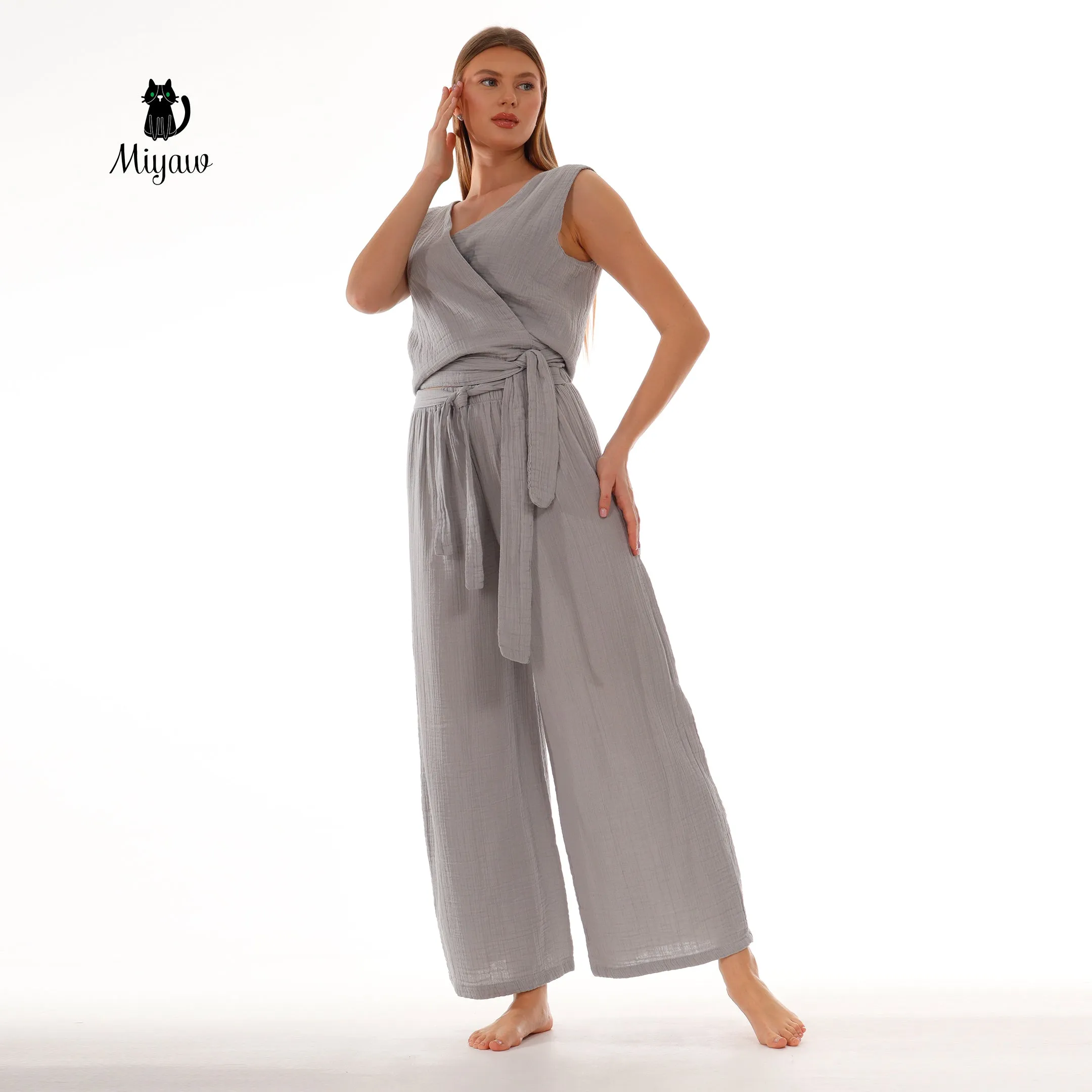 Bohemian Wide-Leg Cotton Pants for Women sold by Miyaw Fashion product image thumbnail 2