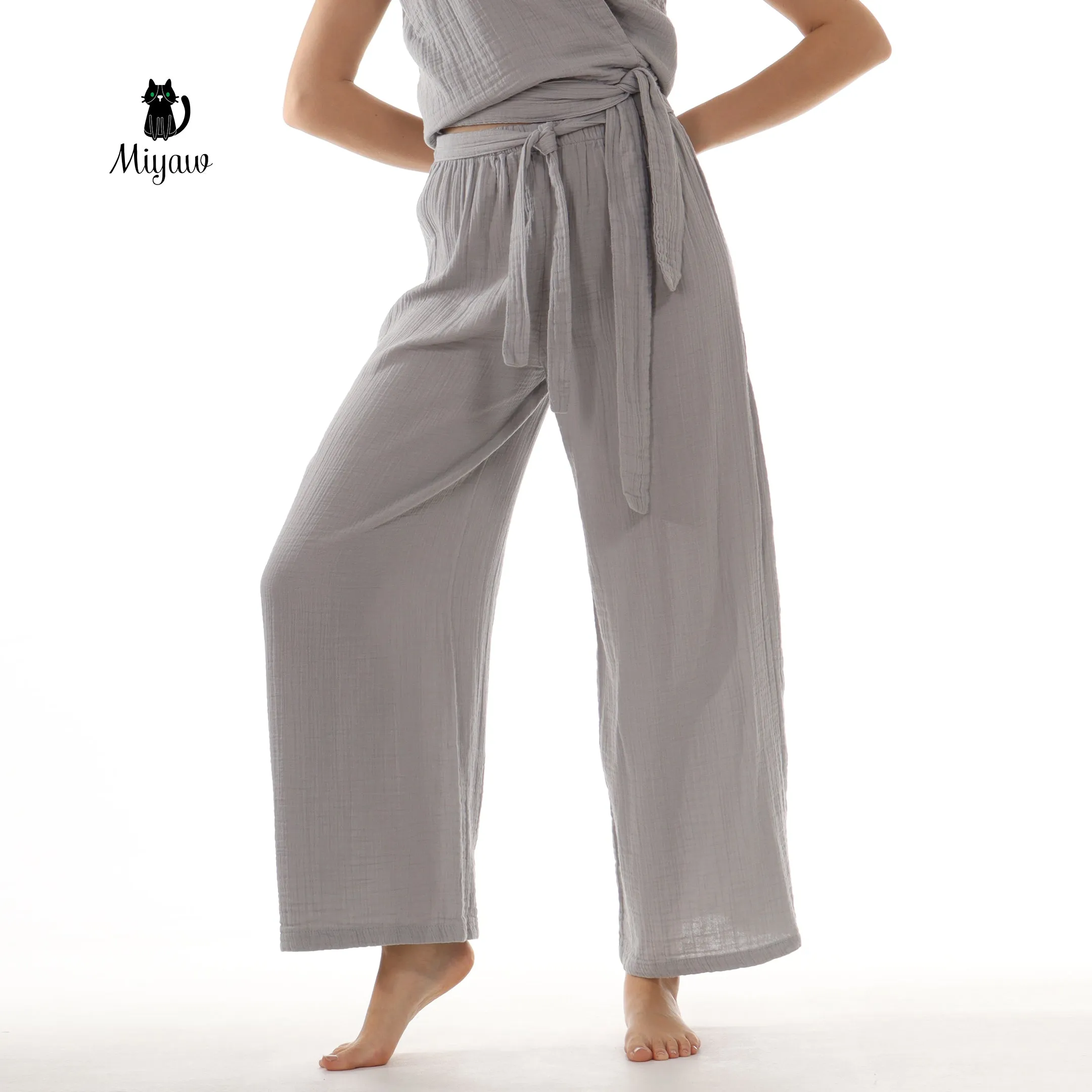 Bohemian Wide-Leg Cotton Pants for Women sold by Miyaw Fashion