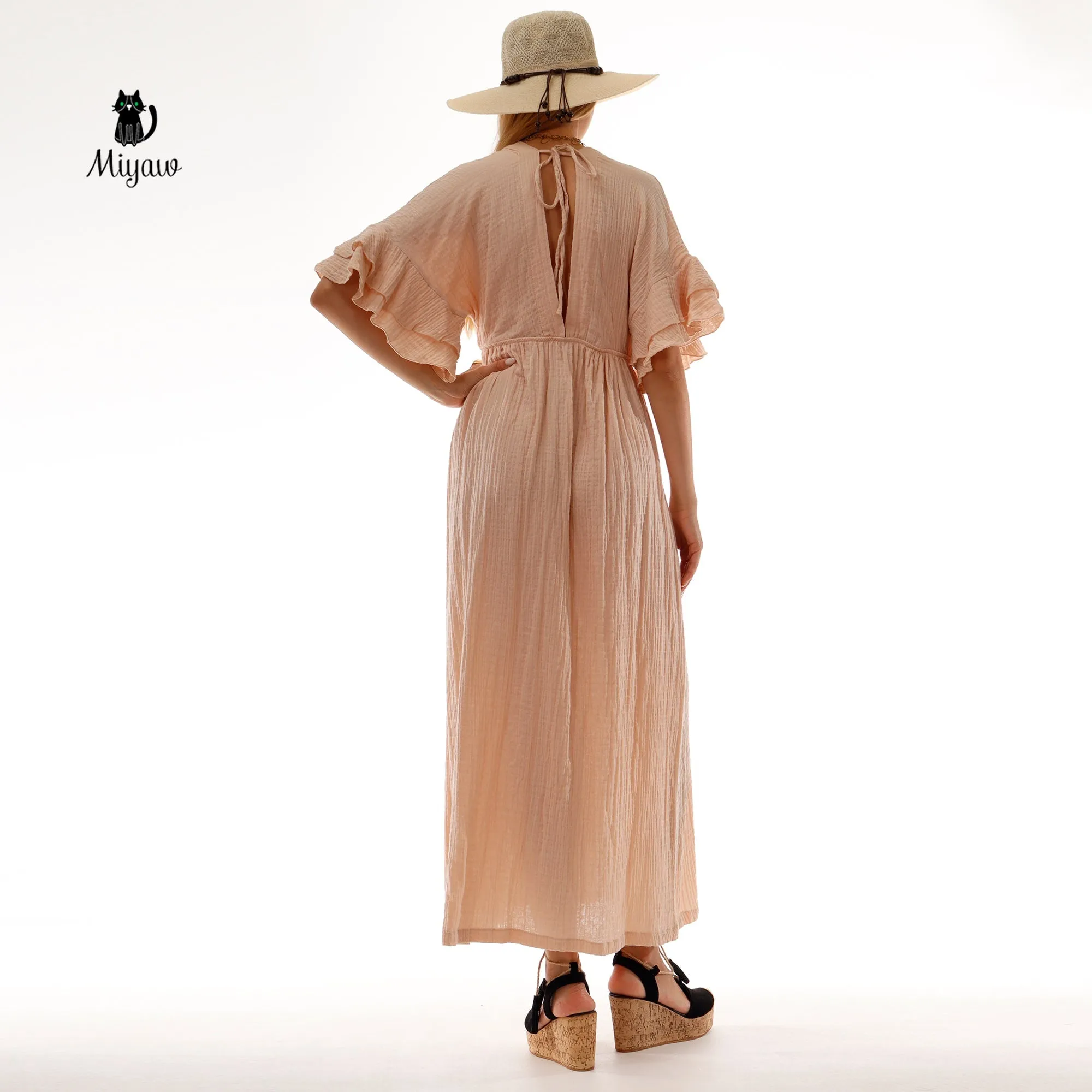 Boho Mediaval Maxi Dress, Bohemian Greek Goddess Dress sold by Miyaw Fashion product image thumbnail 2